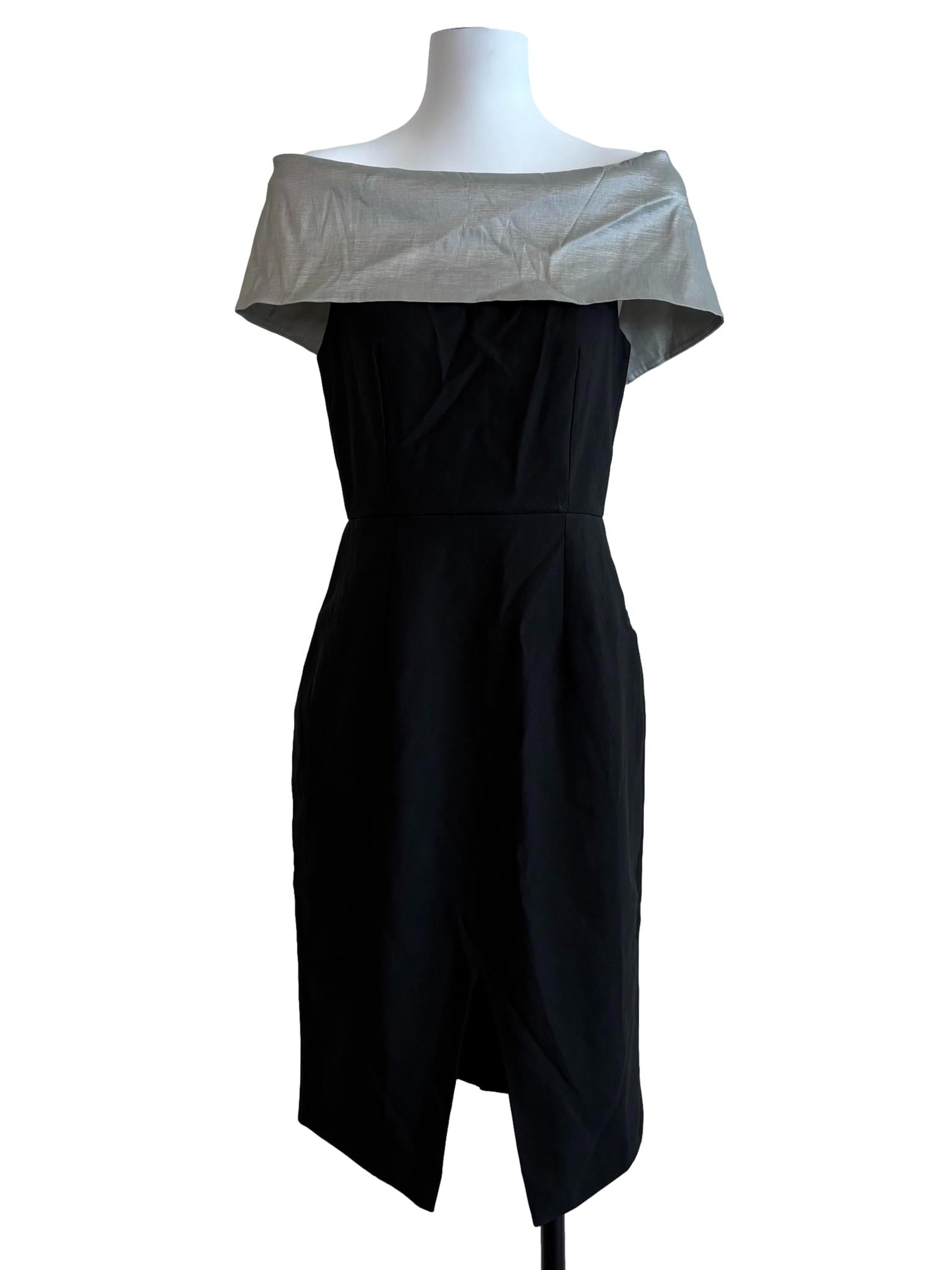 Black Silver Off Shoulder Pencil Dress