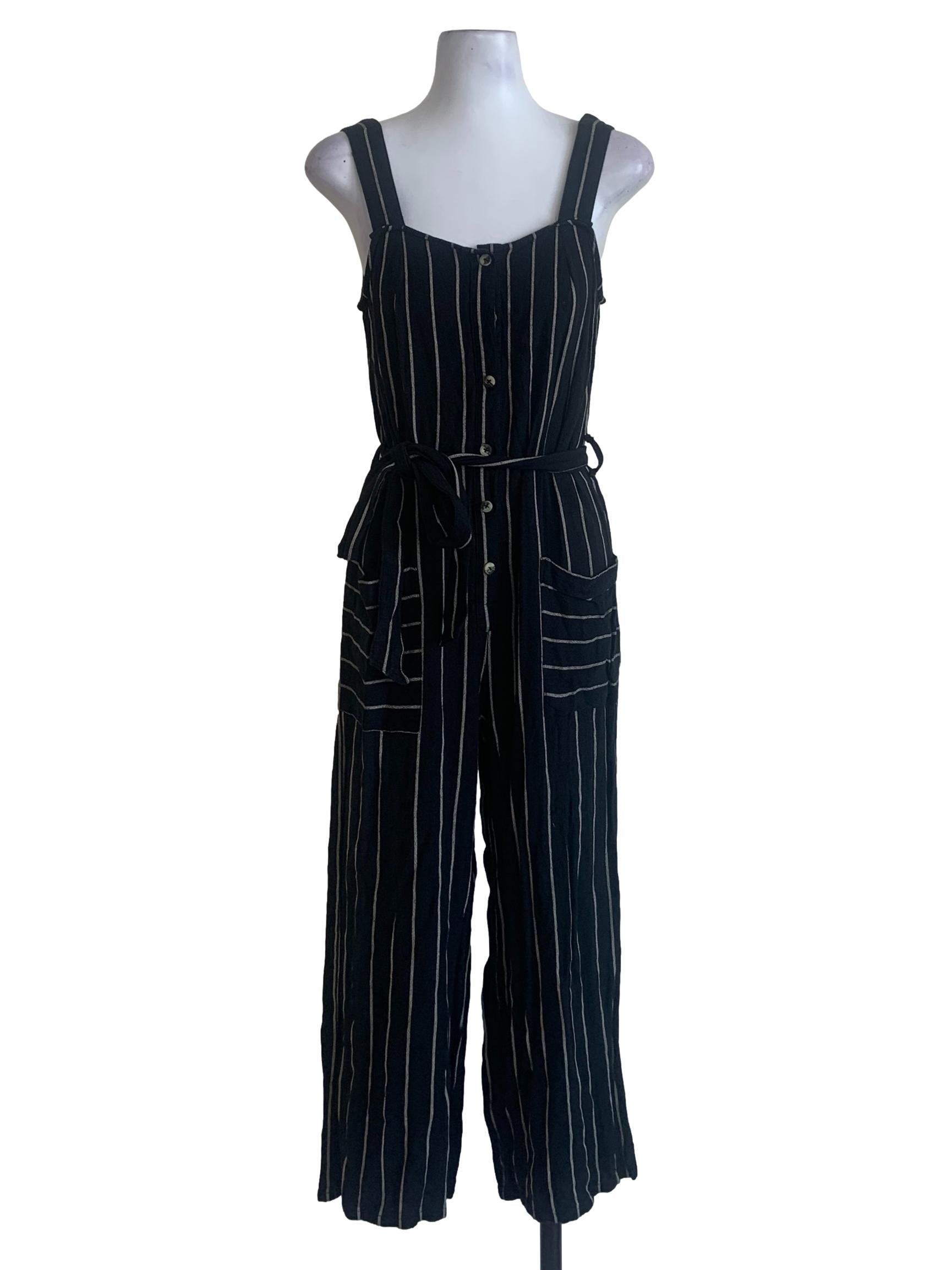 Black Candy Stripe Jumpsuit