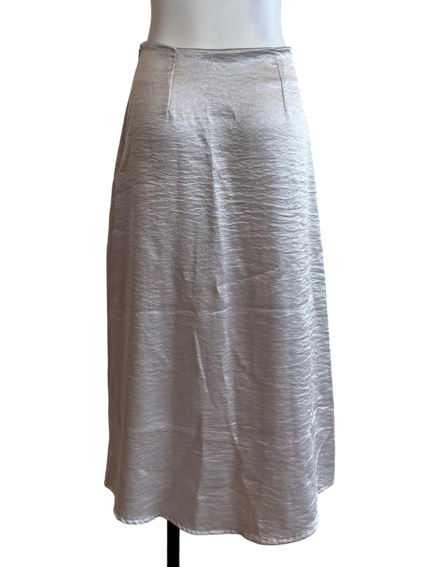 Silver Shiny Satin Skirt