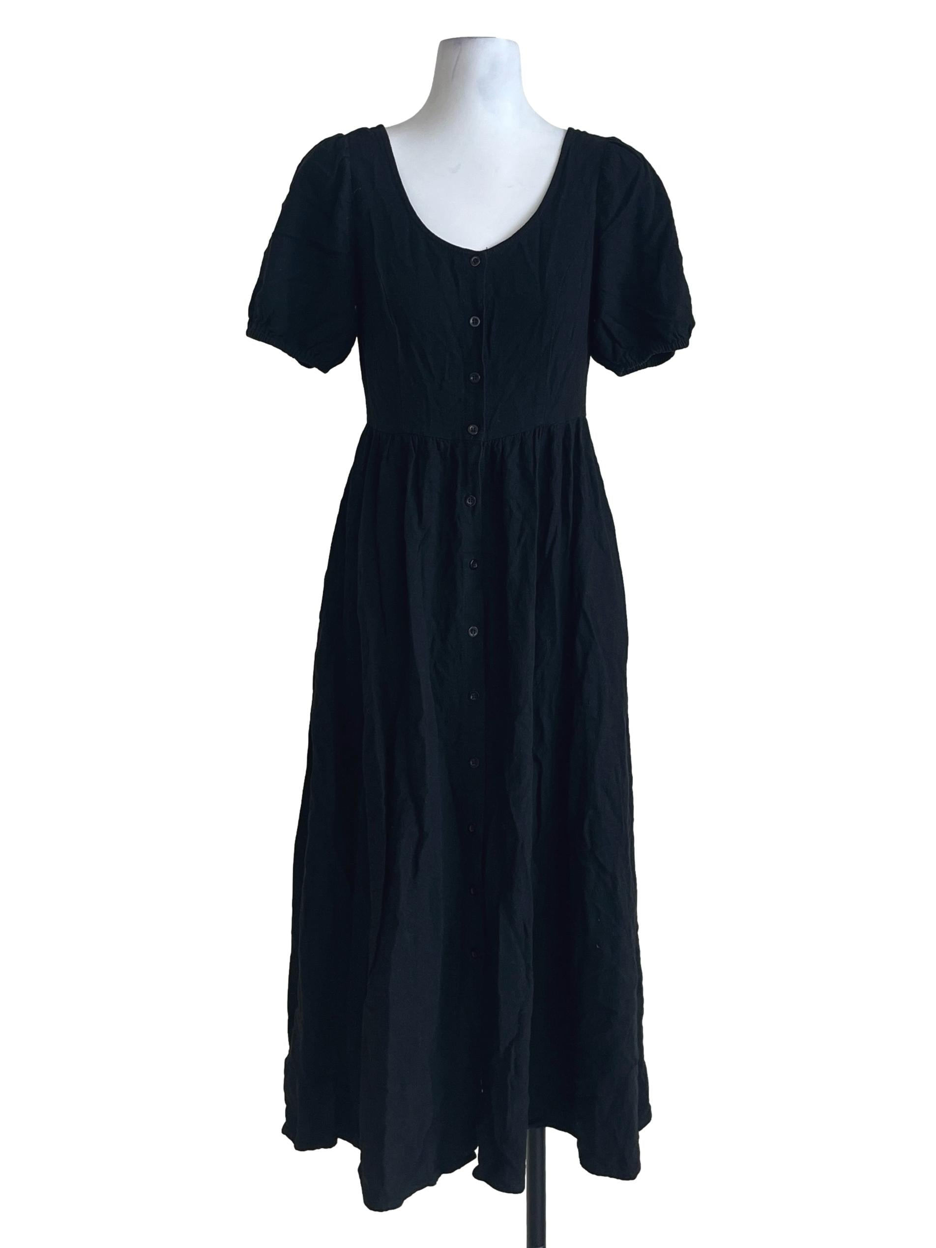Ink Black Scoop A-Line Dress