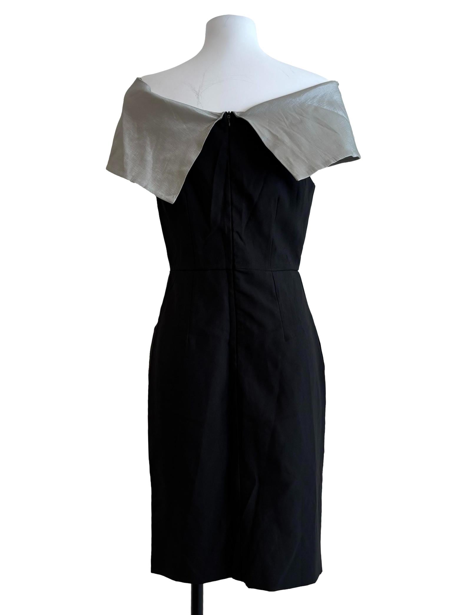 Black Silver Off Shoulder Pencil Dress