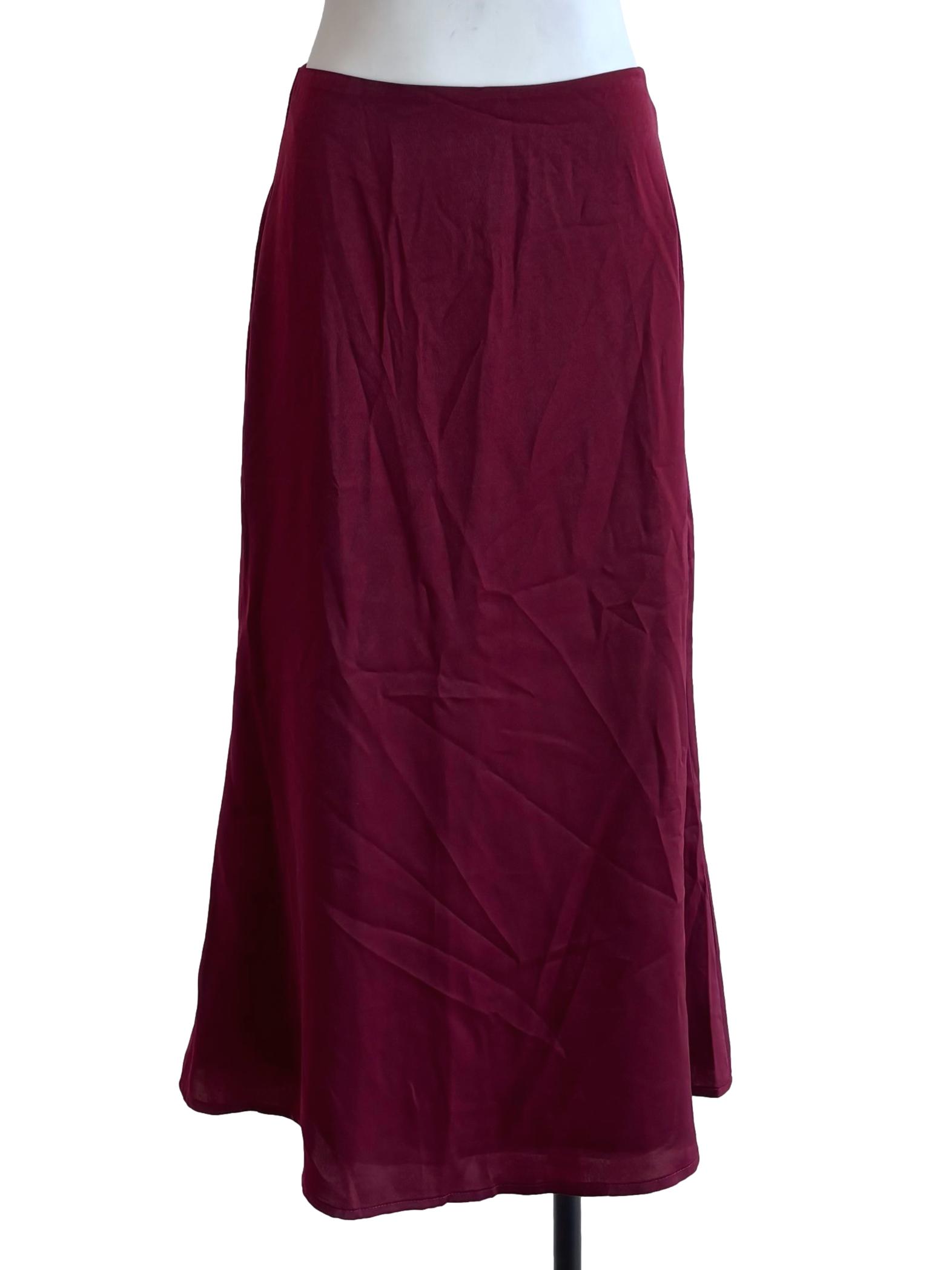 Maroon Red Satin Skirt