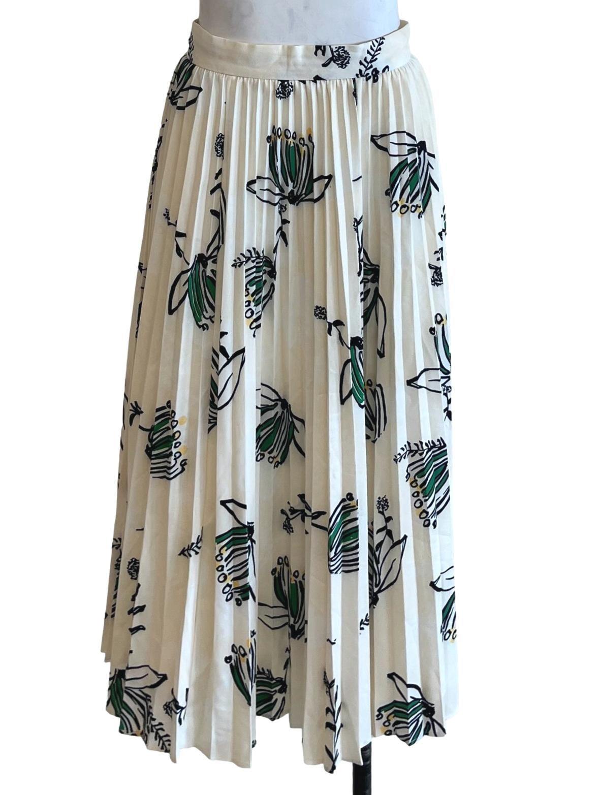 Cream Floral A-Line Skirt