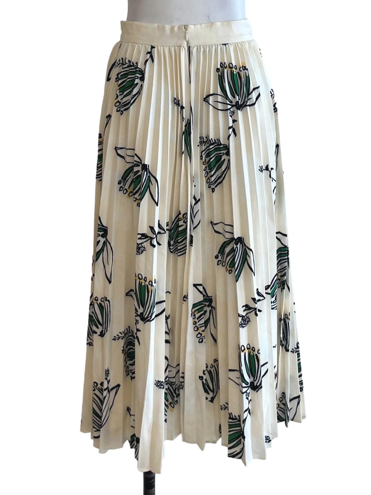 Cream Floral A-Line Skirt
