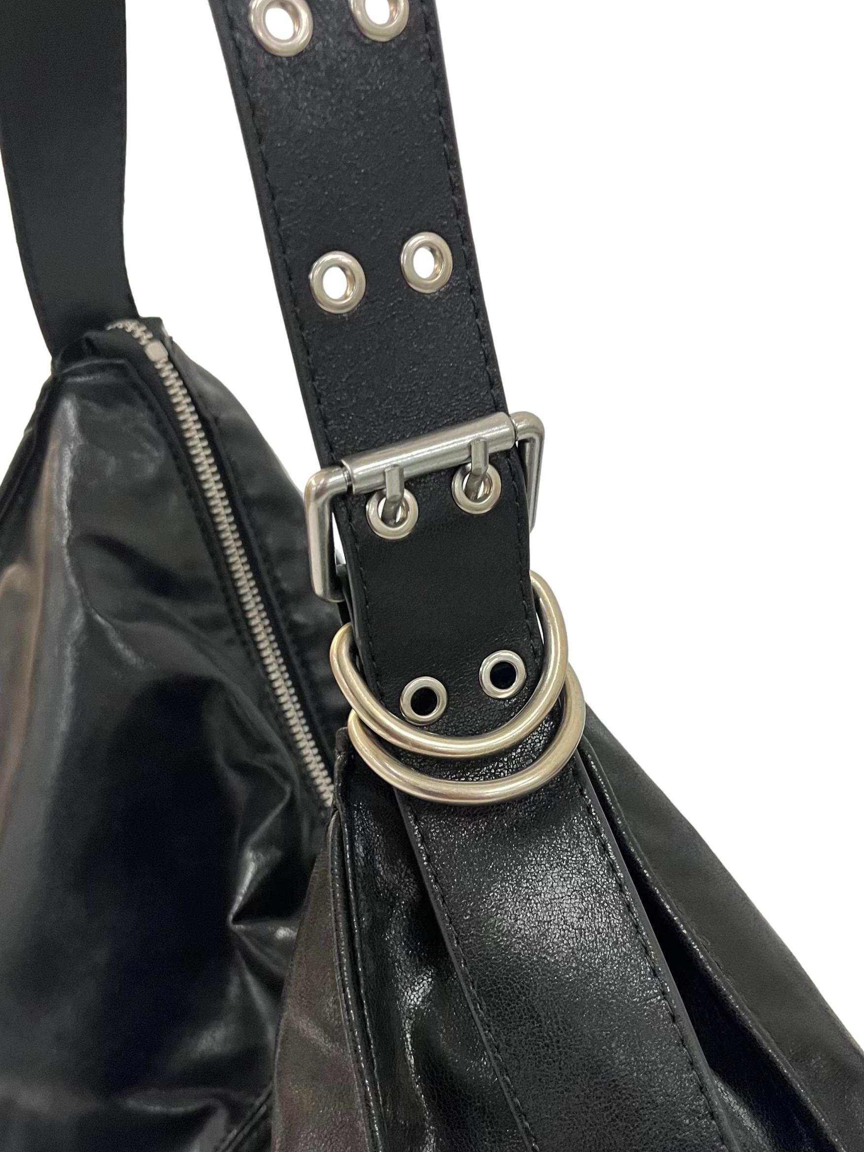 Black Metallic Buckle Shoulder Bag