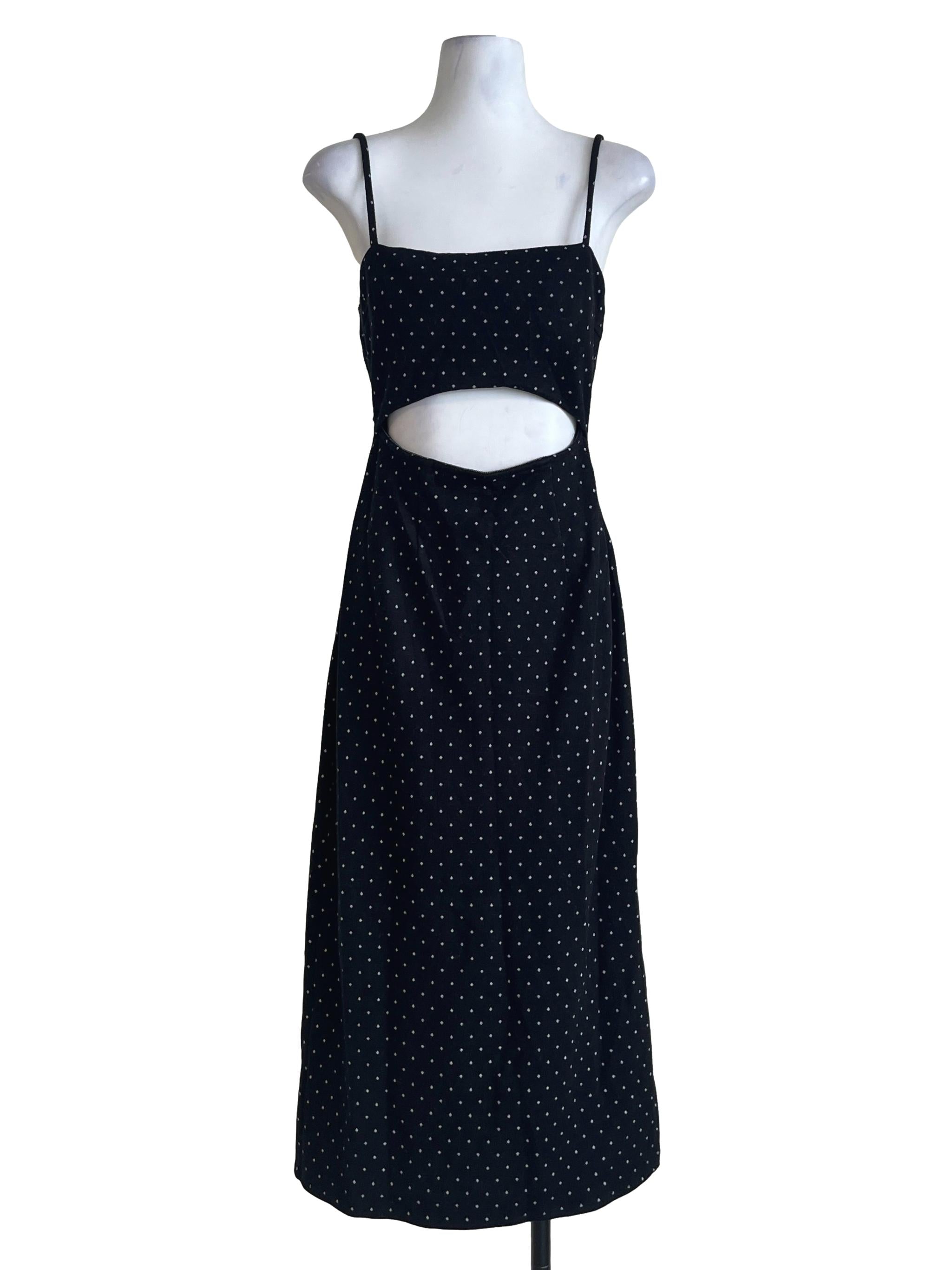 Pitch Black Polkadot Slip Dress