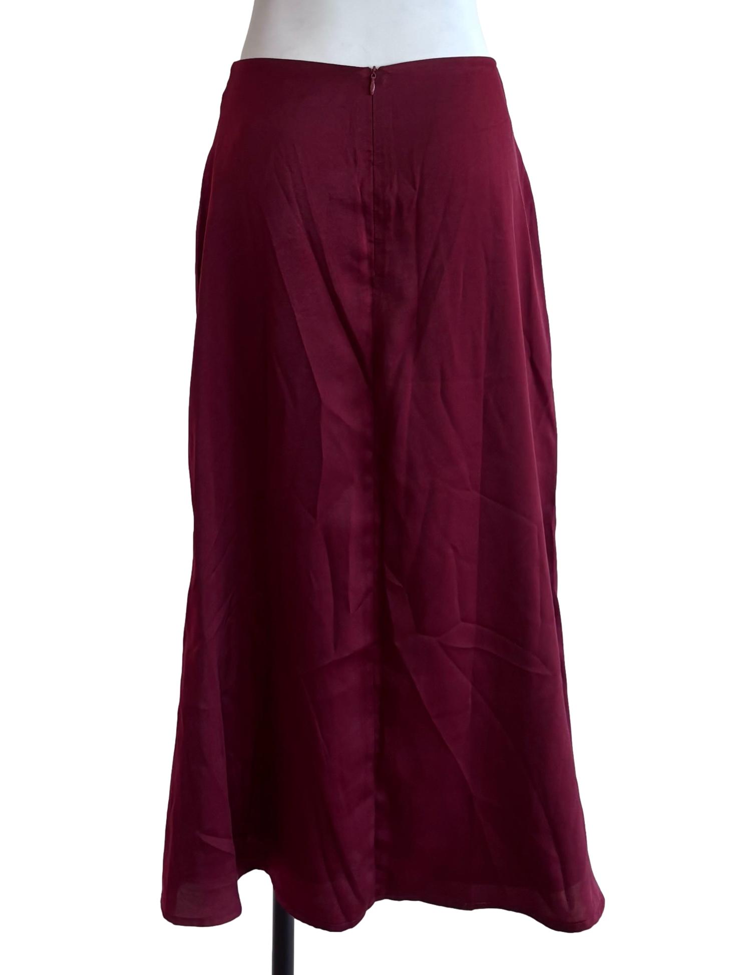 Maroon Red Satin Skirt