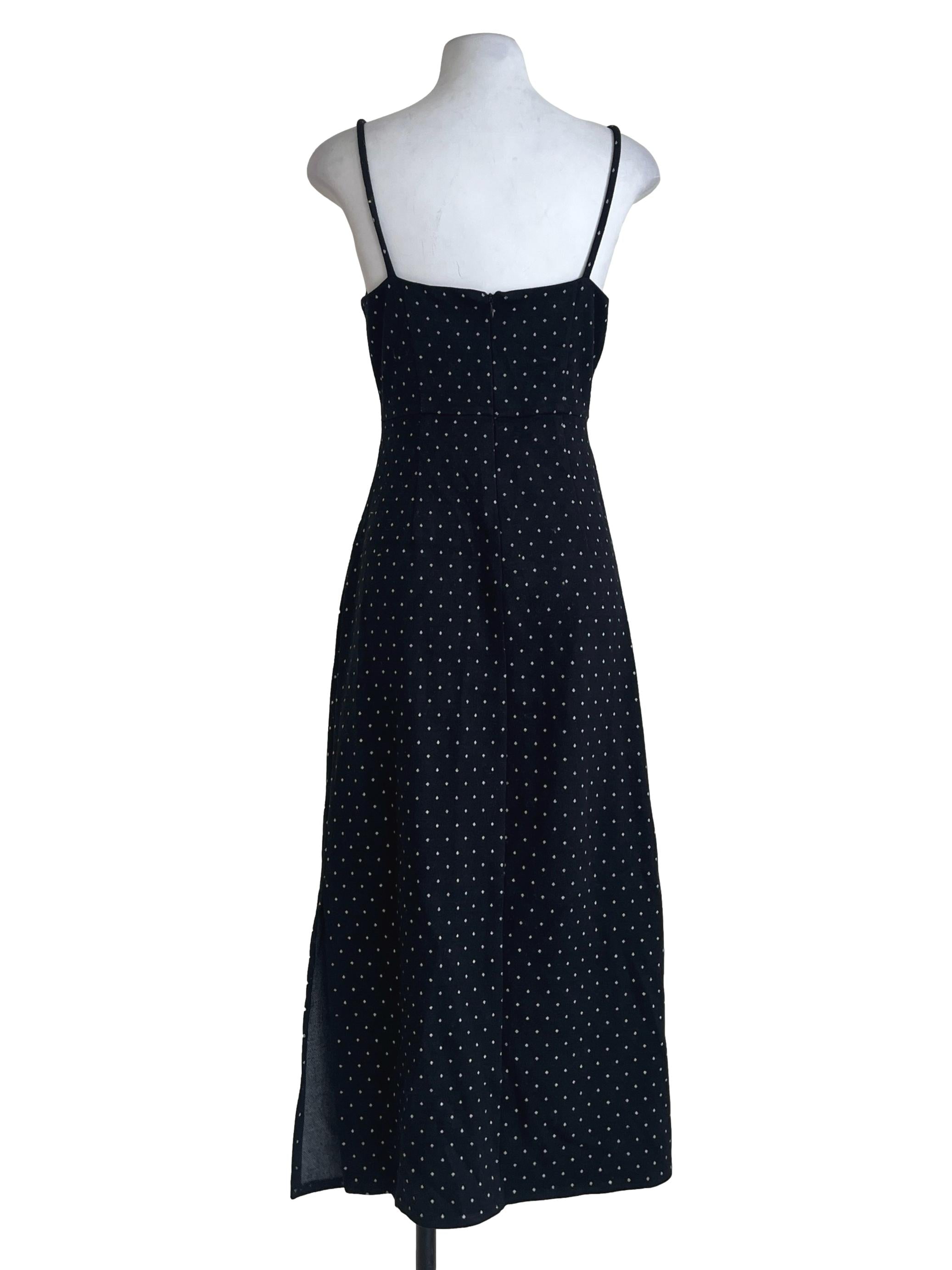 Pitch Black Polkadot Slip Dress