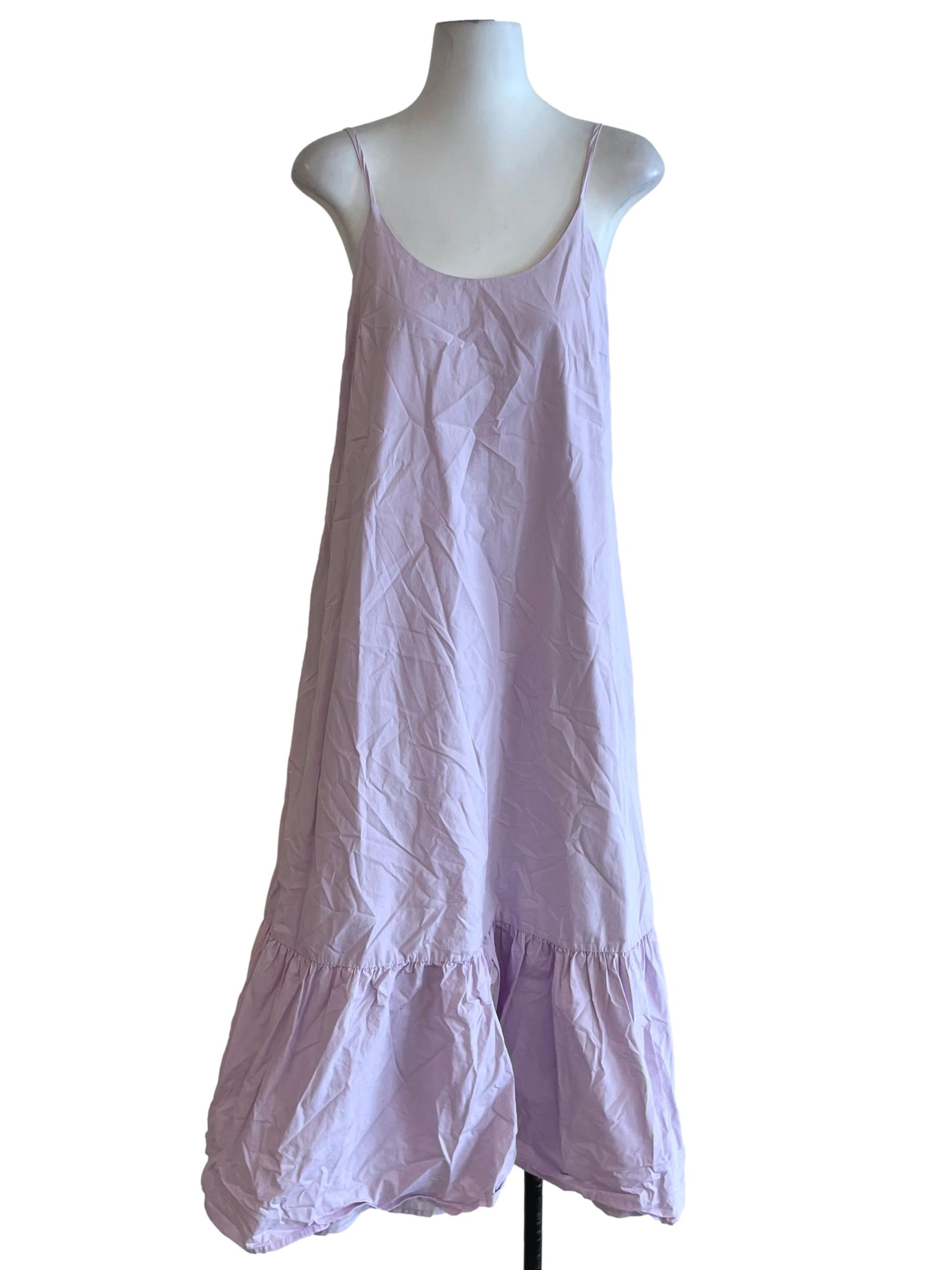Lilac Purple Scoop Neckline Drop Waist Dress