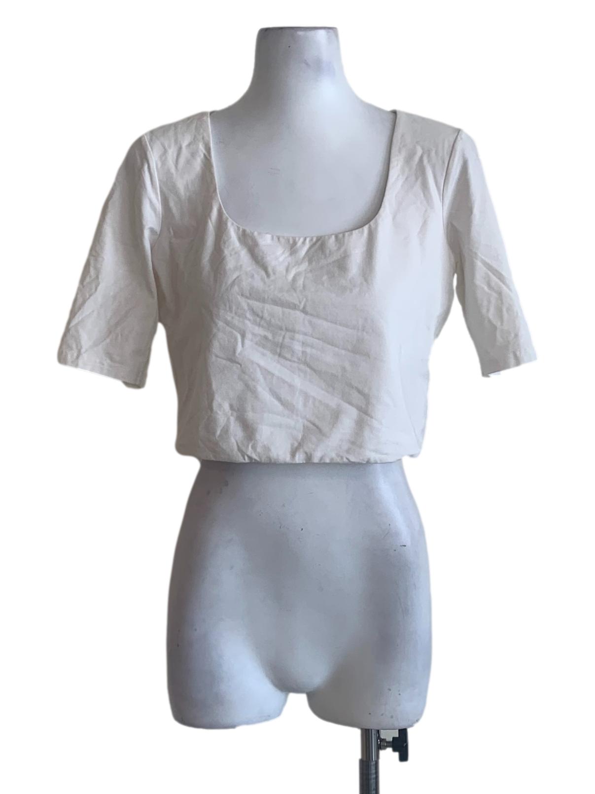 White Square Neck Top