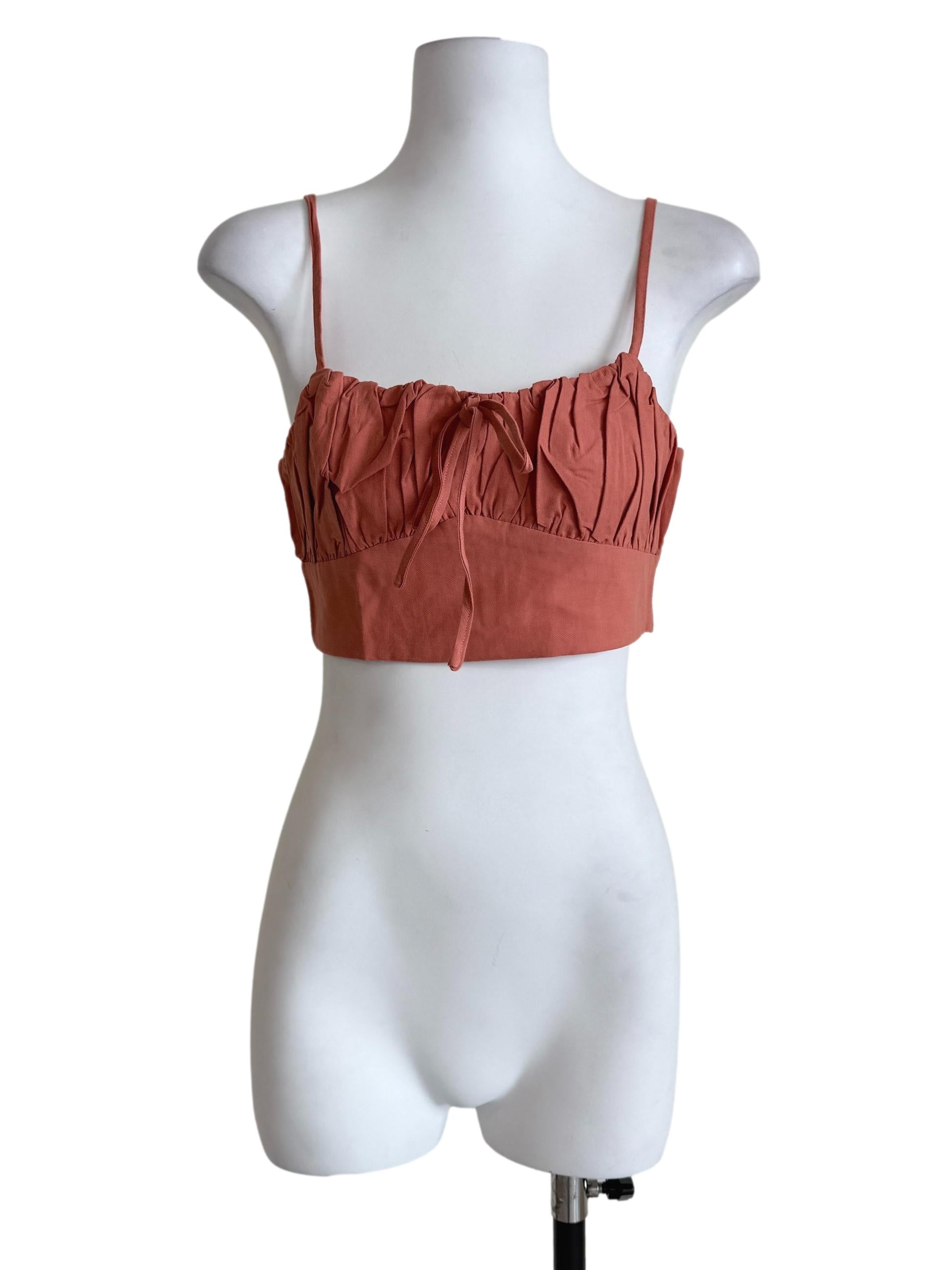 Orange Xandra Ruched Front Crop Top