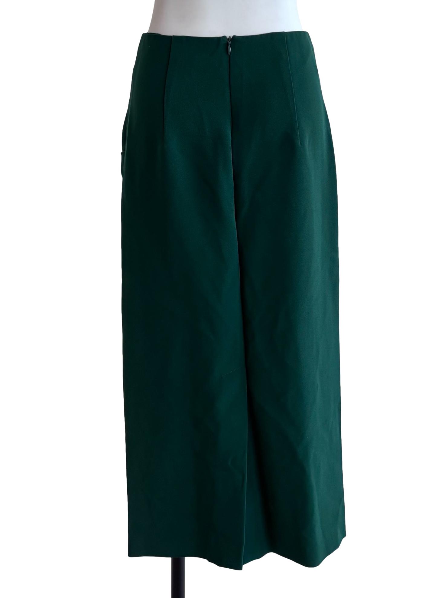 Emerald Green Drape Midi Skirt