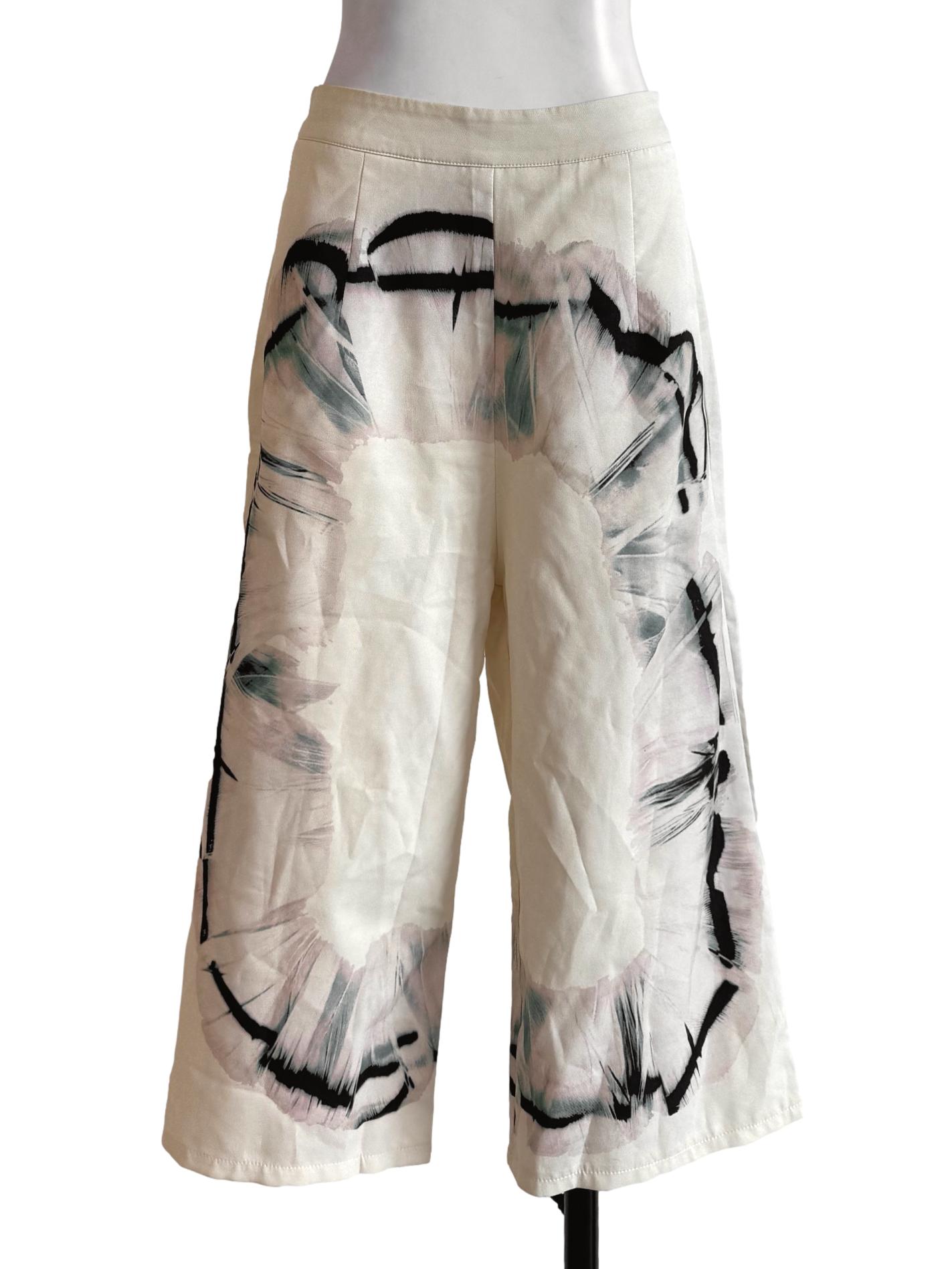 Cream With Abstract Prints Pants