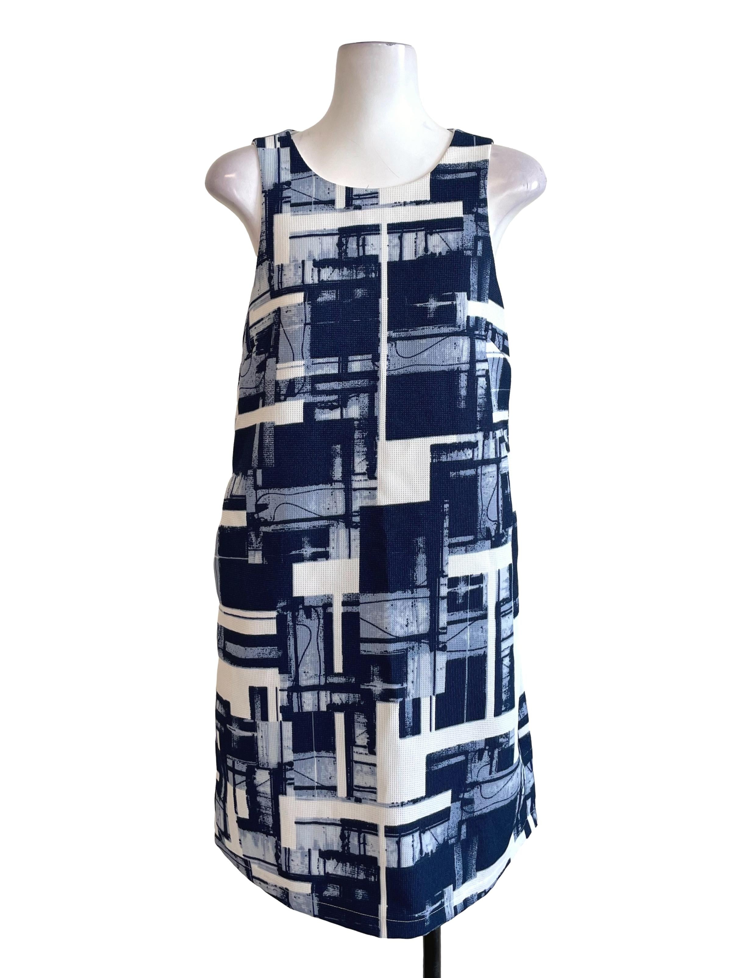 Denim Blue & White Waffle Shift Dress