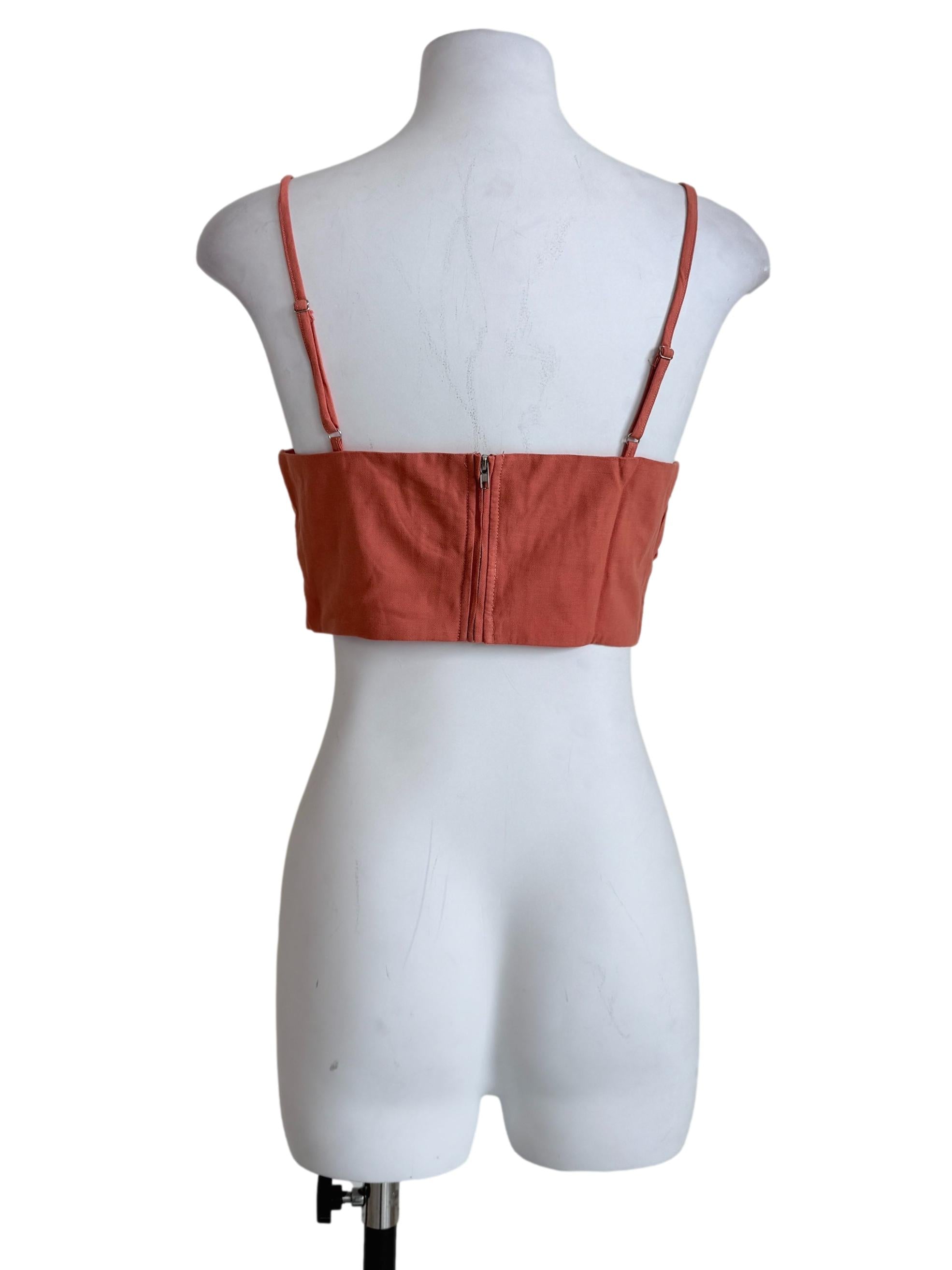 Orange Xandra Ruched Front Crop Top