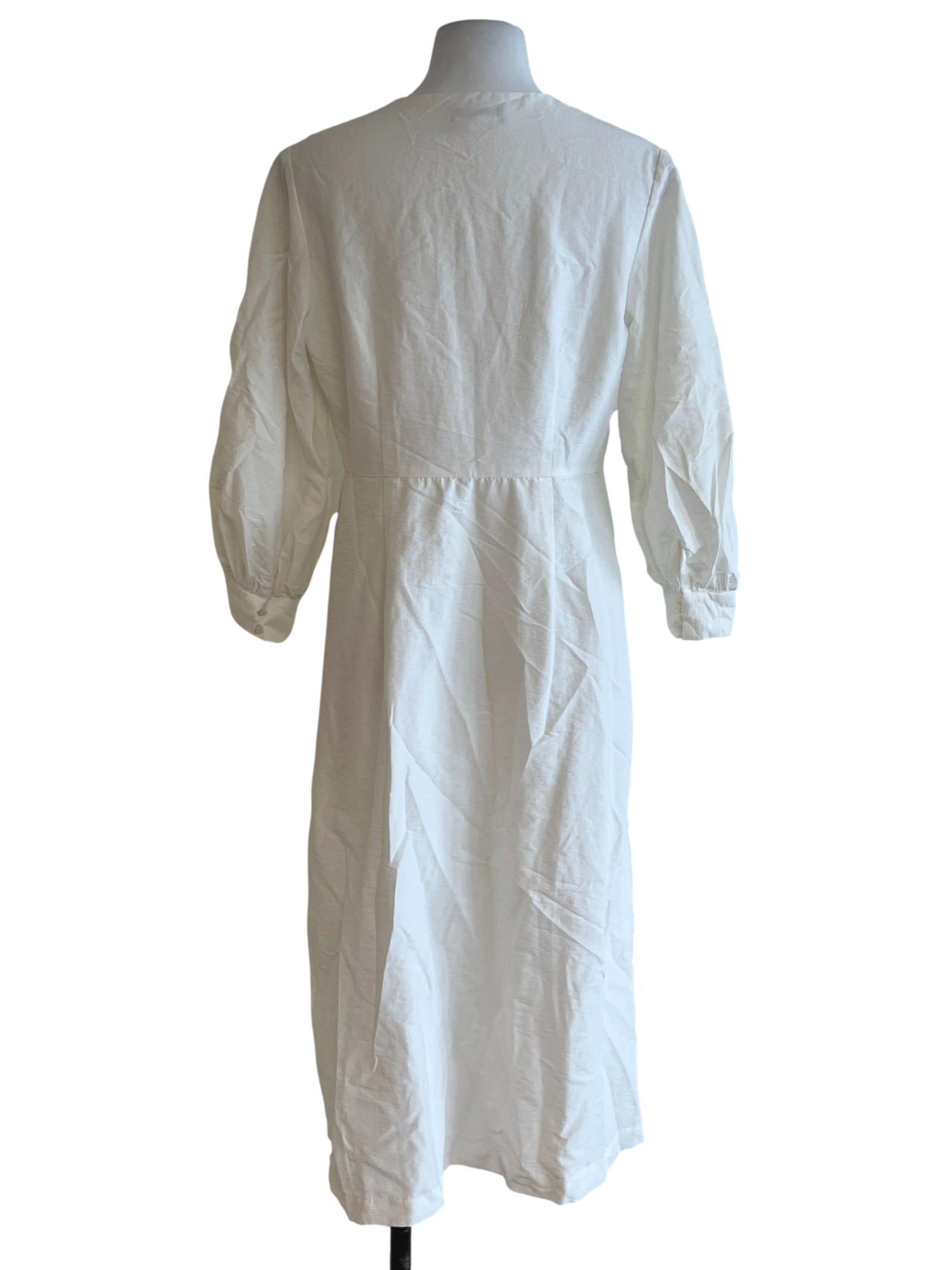 White V-Neckline Shirt Dress
