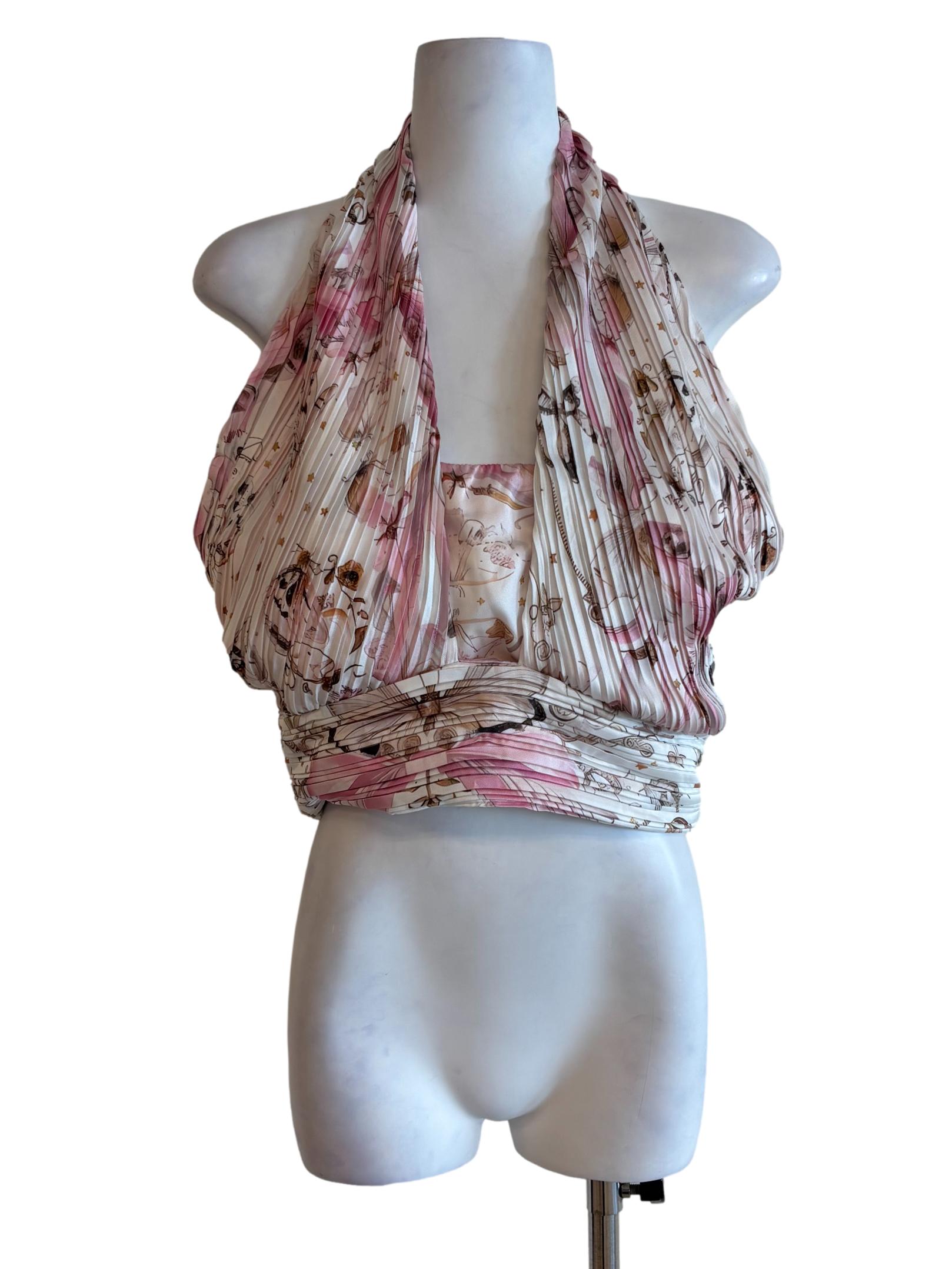 Pink Flower Pattern Halter Top