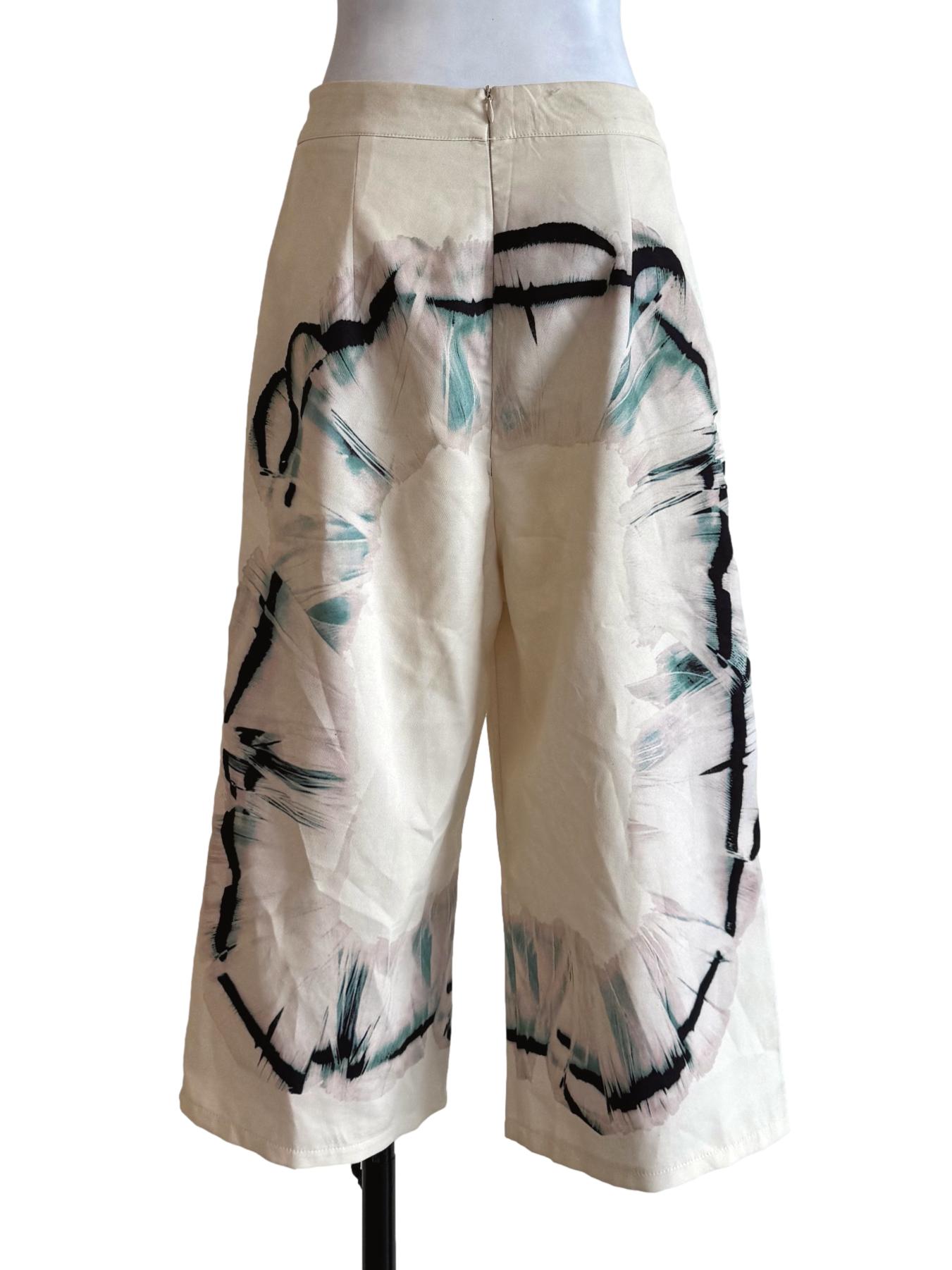 Cream With Abstract Prints Pants