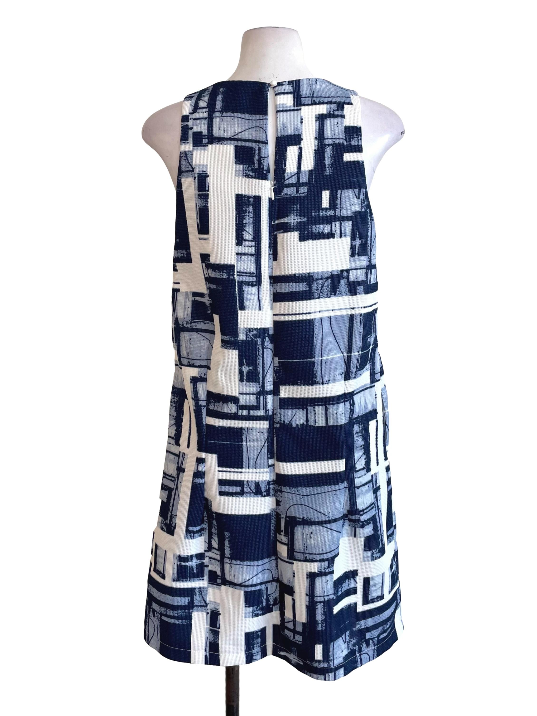 Denim Blue & White Waffle Shift Dress