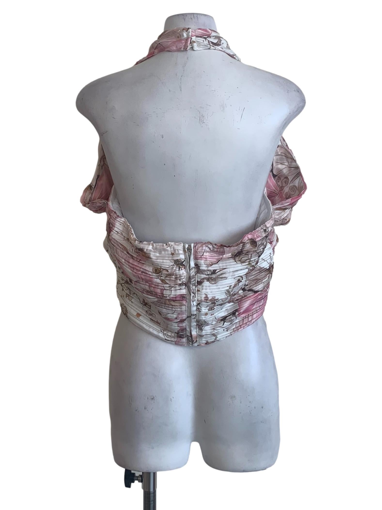 Pink Flower Pattern Halter Top