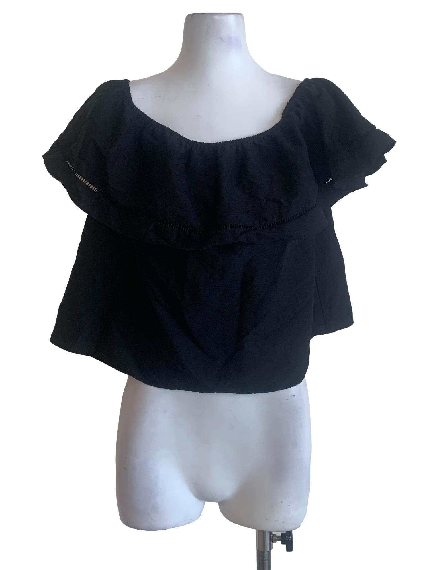 Black Circular Cap Sleeve Top