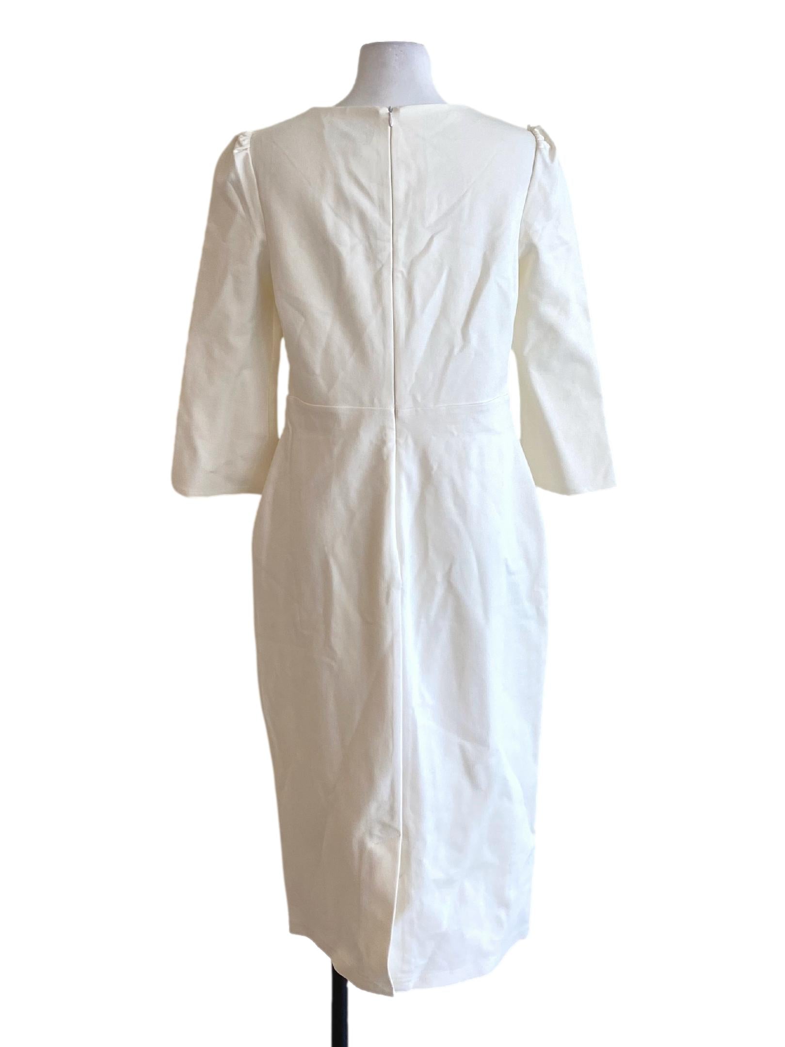 Soft White Round Neck Sheath Shirt Dress