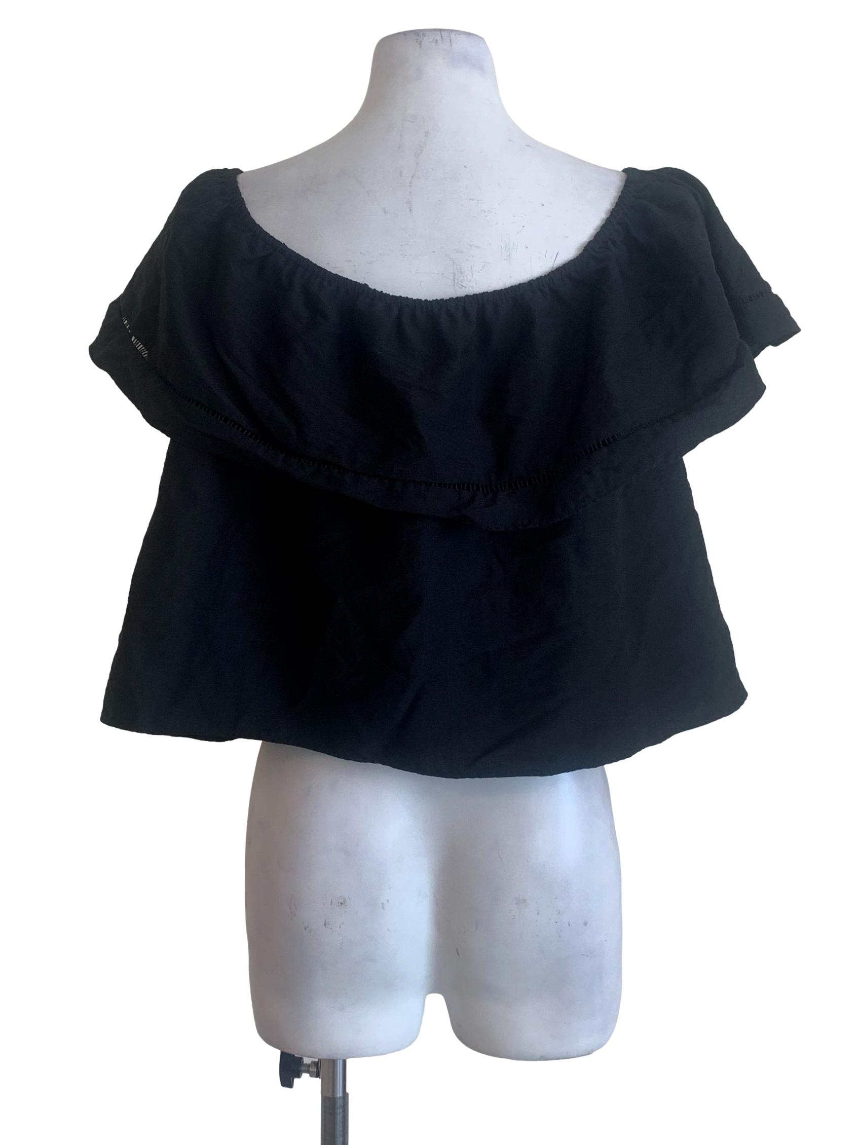 Black Circular Cap Sleeve Top