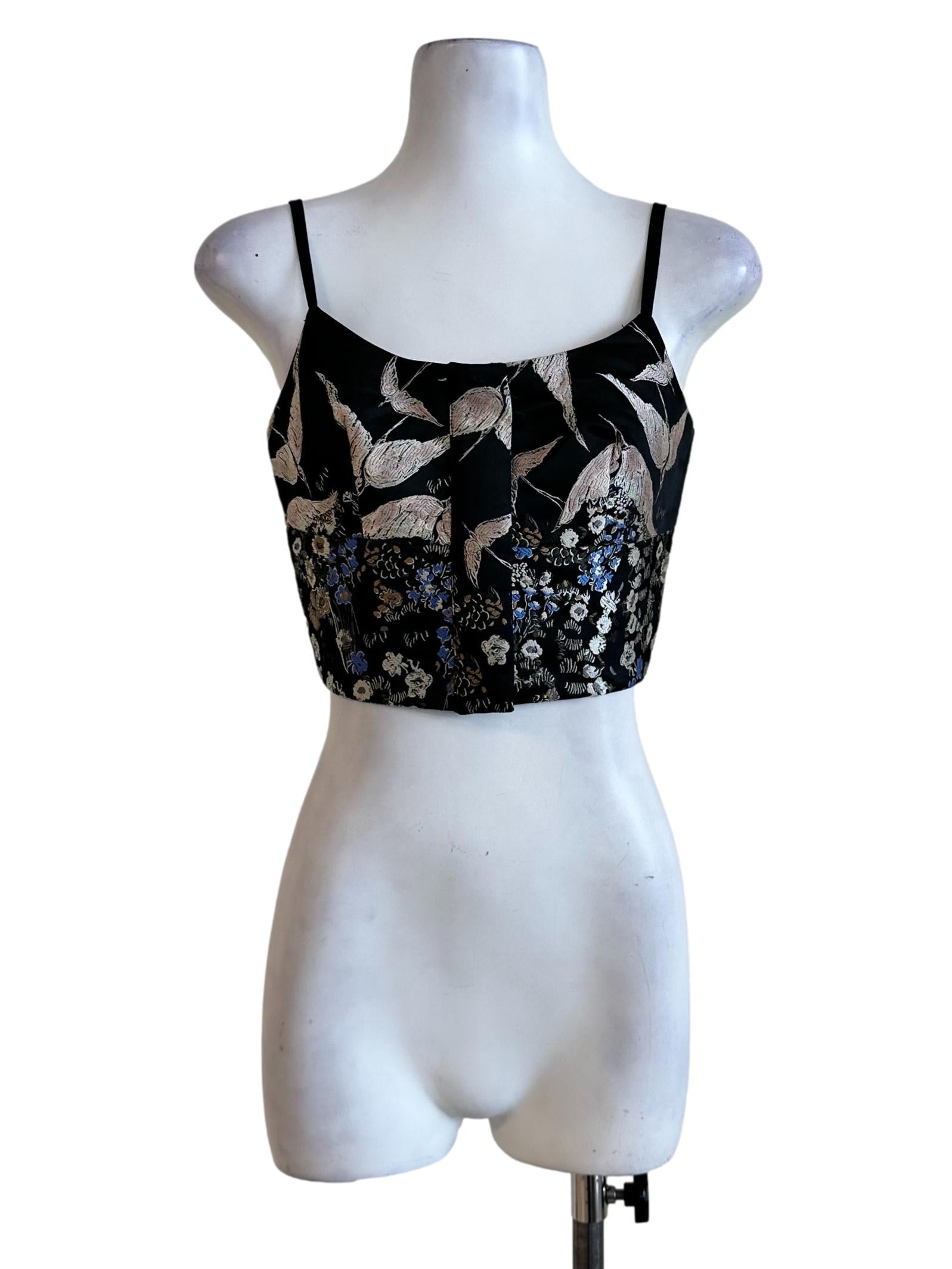 Black Floral Embroidered Sleeveless Top