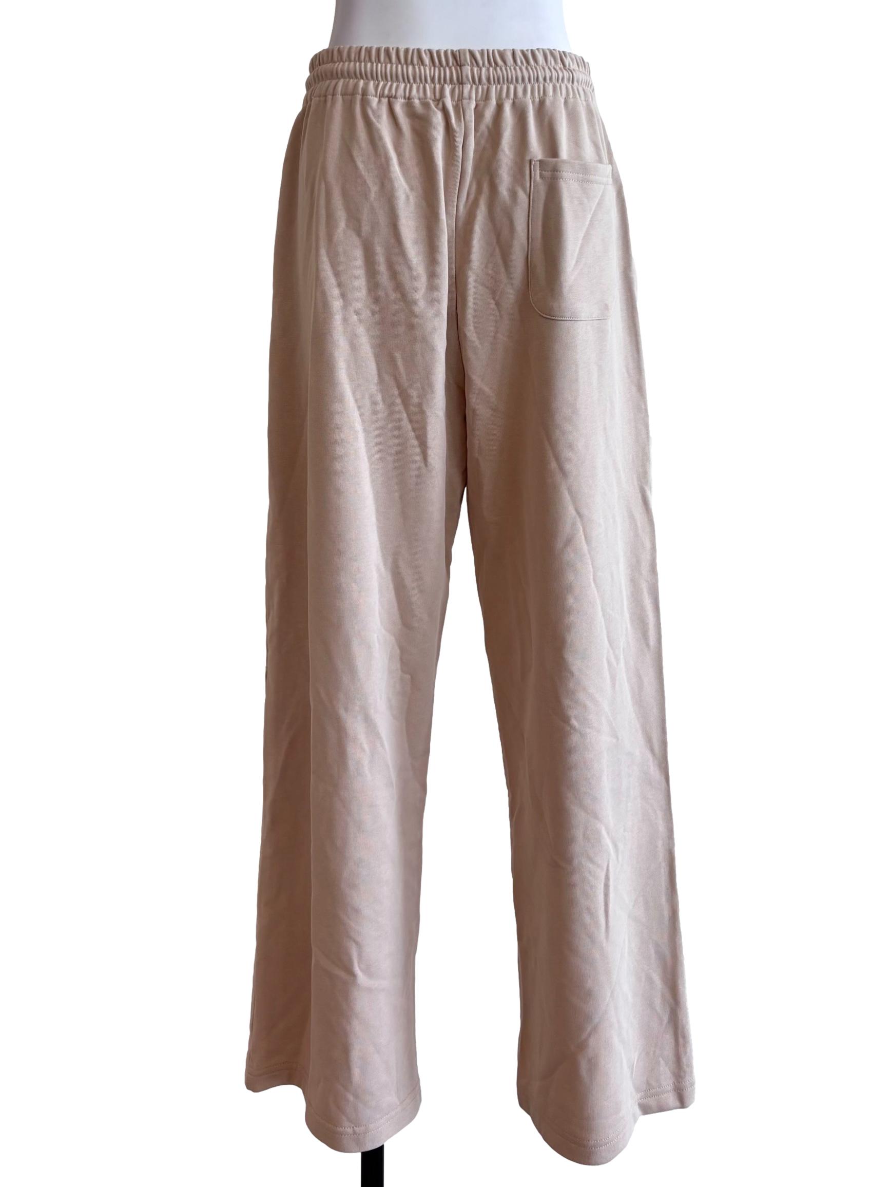 Nude Beige Drawstring Relaxed Pants