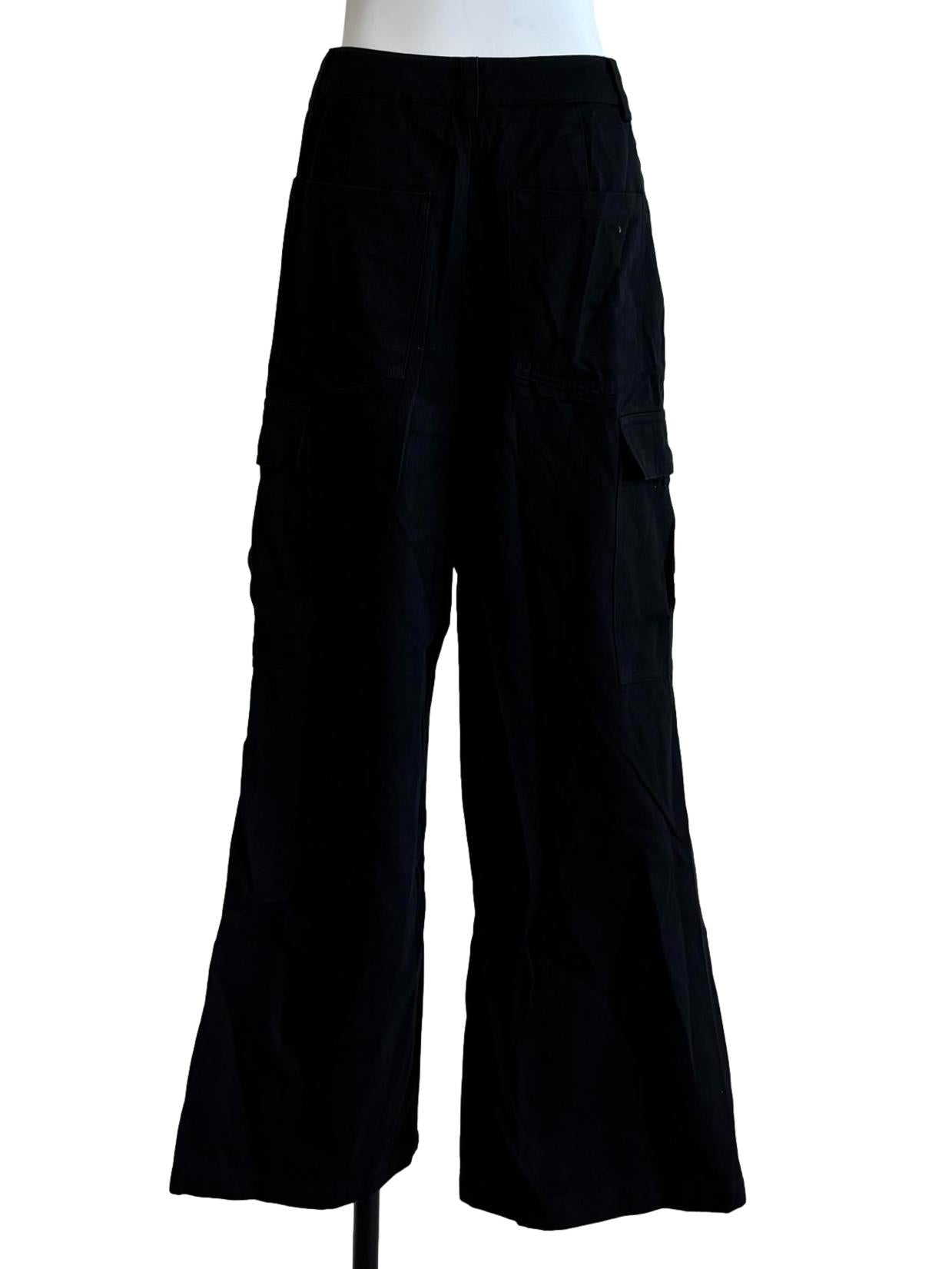 Soft Black Wide Leg Cargo Pants