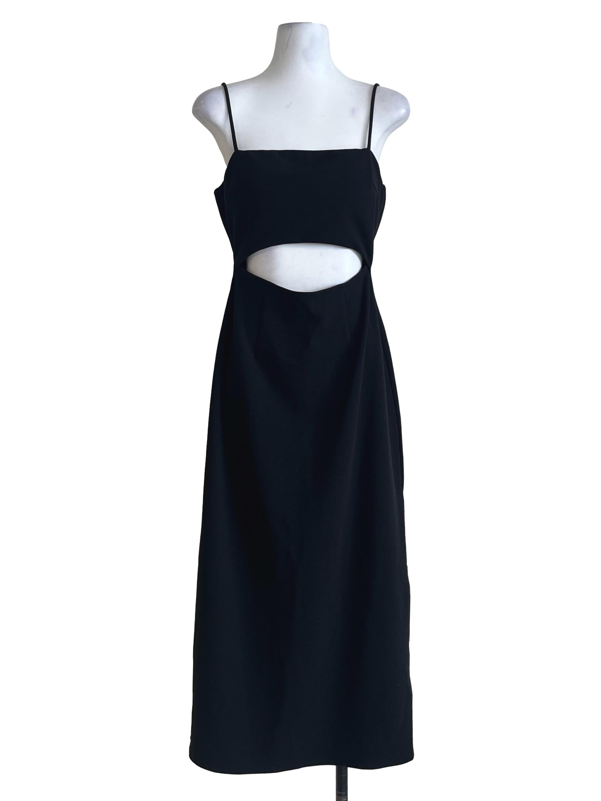 Ink Black Spaghetti Slip Dress