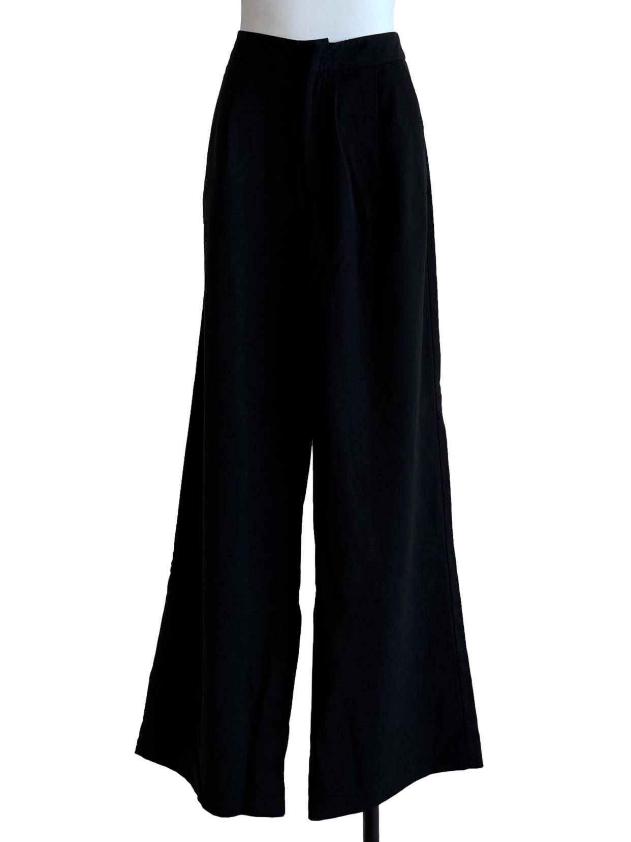 Rich Black Wide Leg Slacks