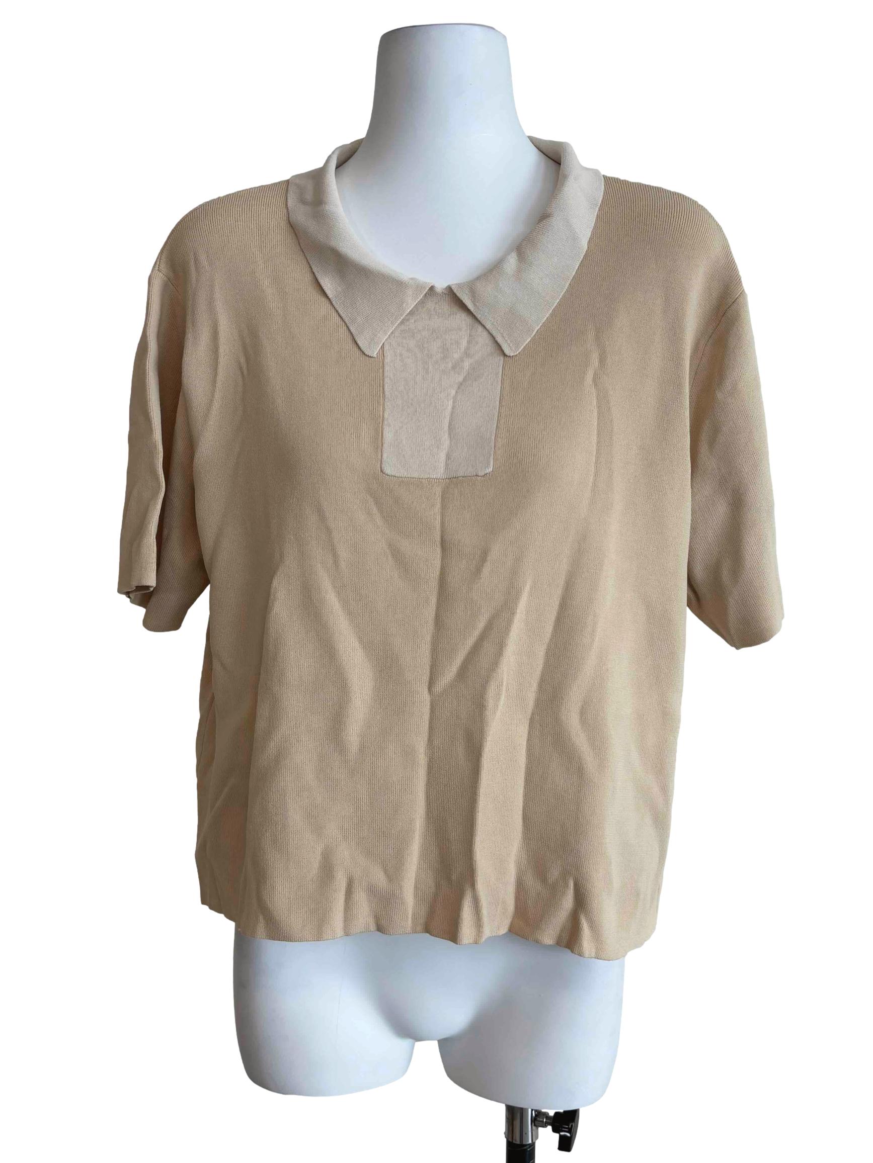 Cream Pencil Stripe Wing Collar Blouse