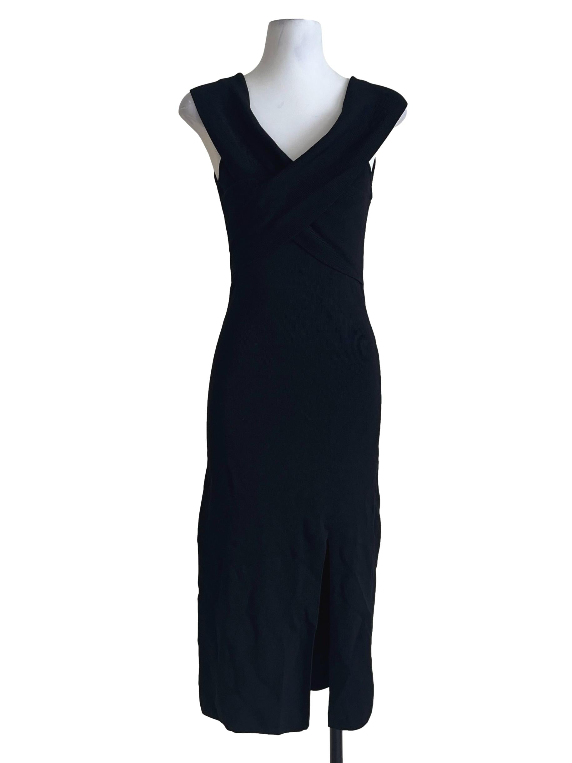 Pitch Black V-Neck Bodycon Dress