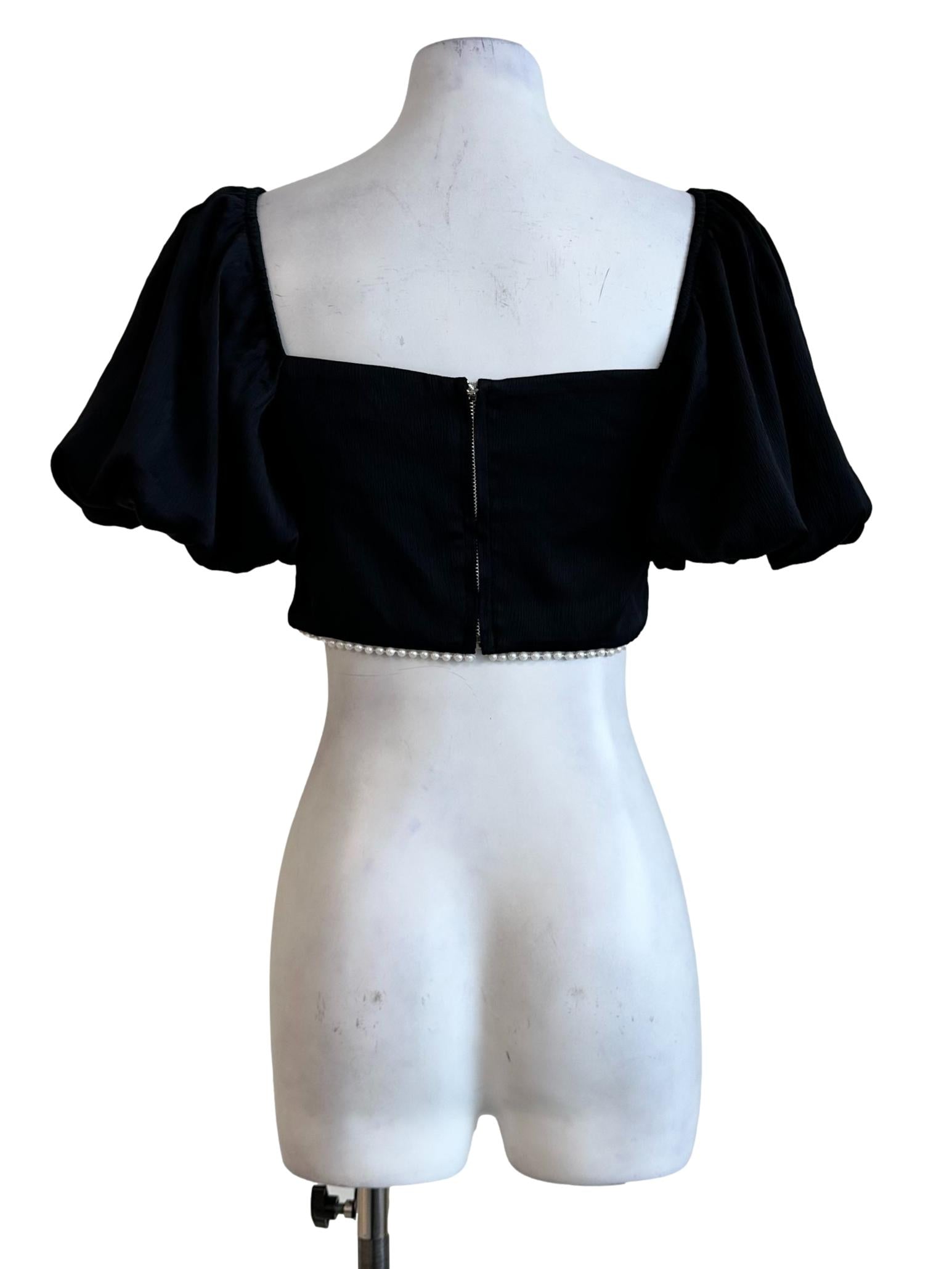Black Padded Crop Top