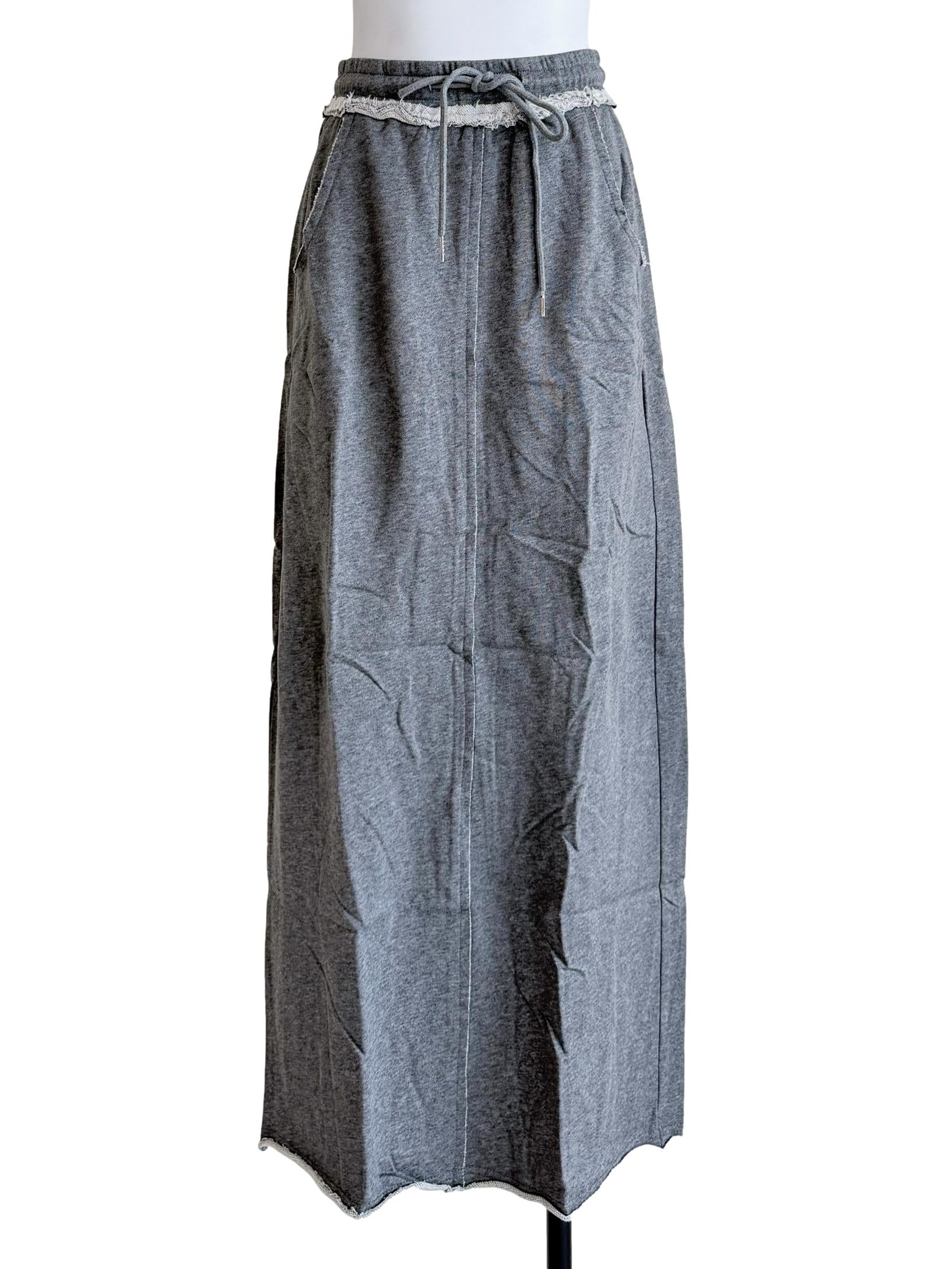 Grey Keith Raw Hem Jersey Skirt