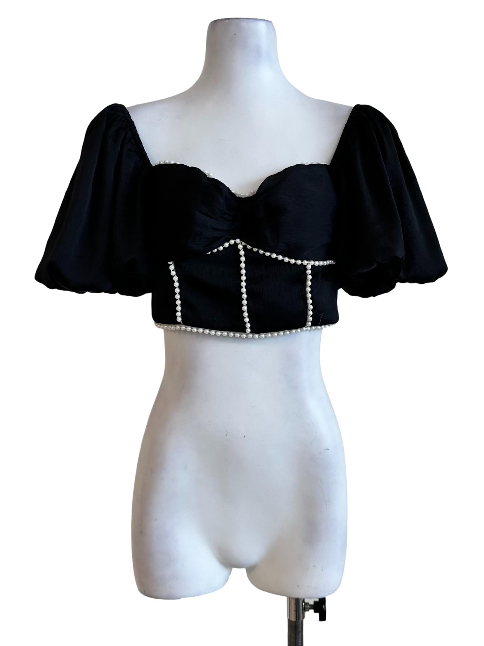 Black Padded Crop Top