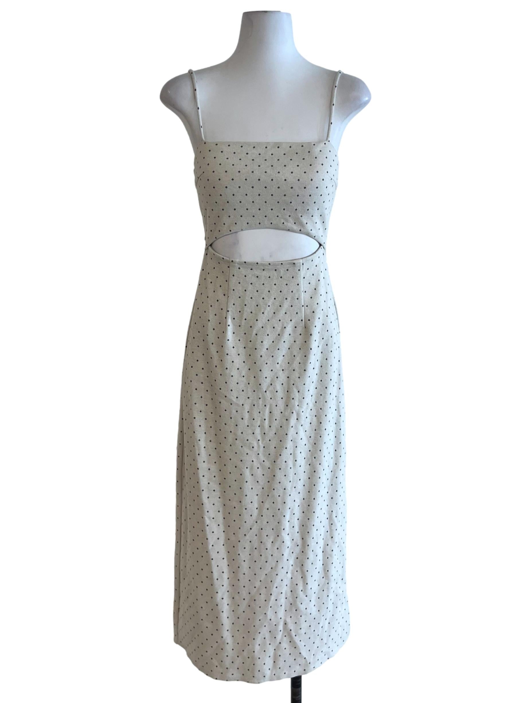Cream Polka Dot Sheath Dress