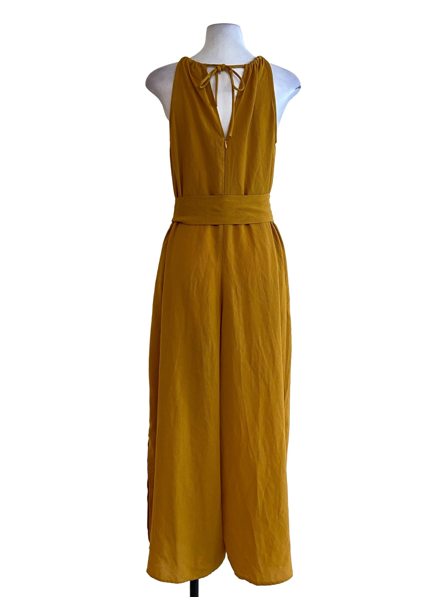 Mustard Yellow Sharkskin Loose Jumpsuit