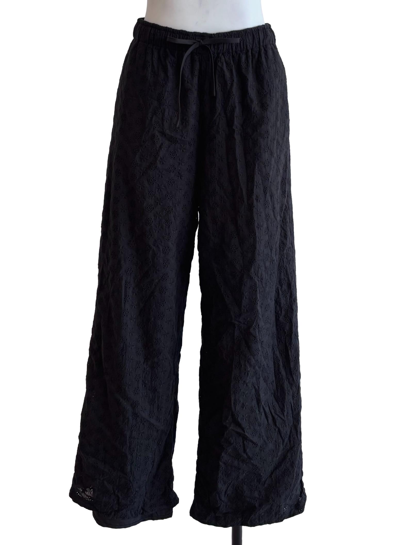 Black Eyelet Drawstring Pants