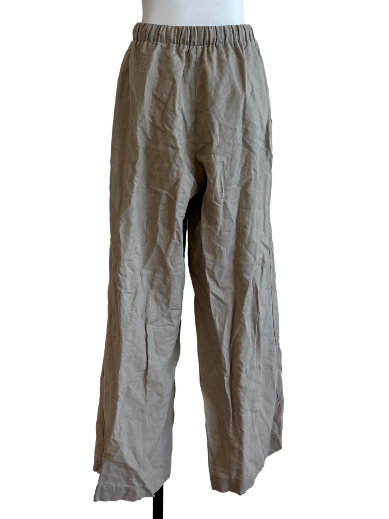 Eggshell Straight Linen Pants