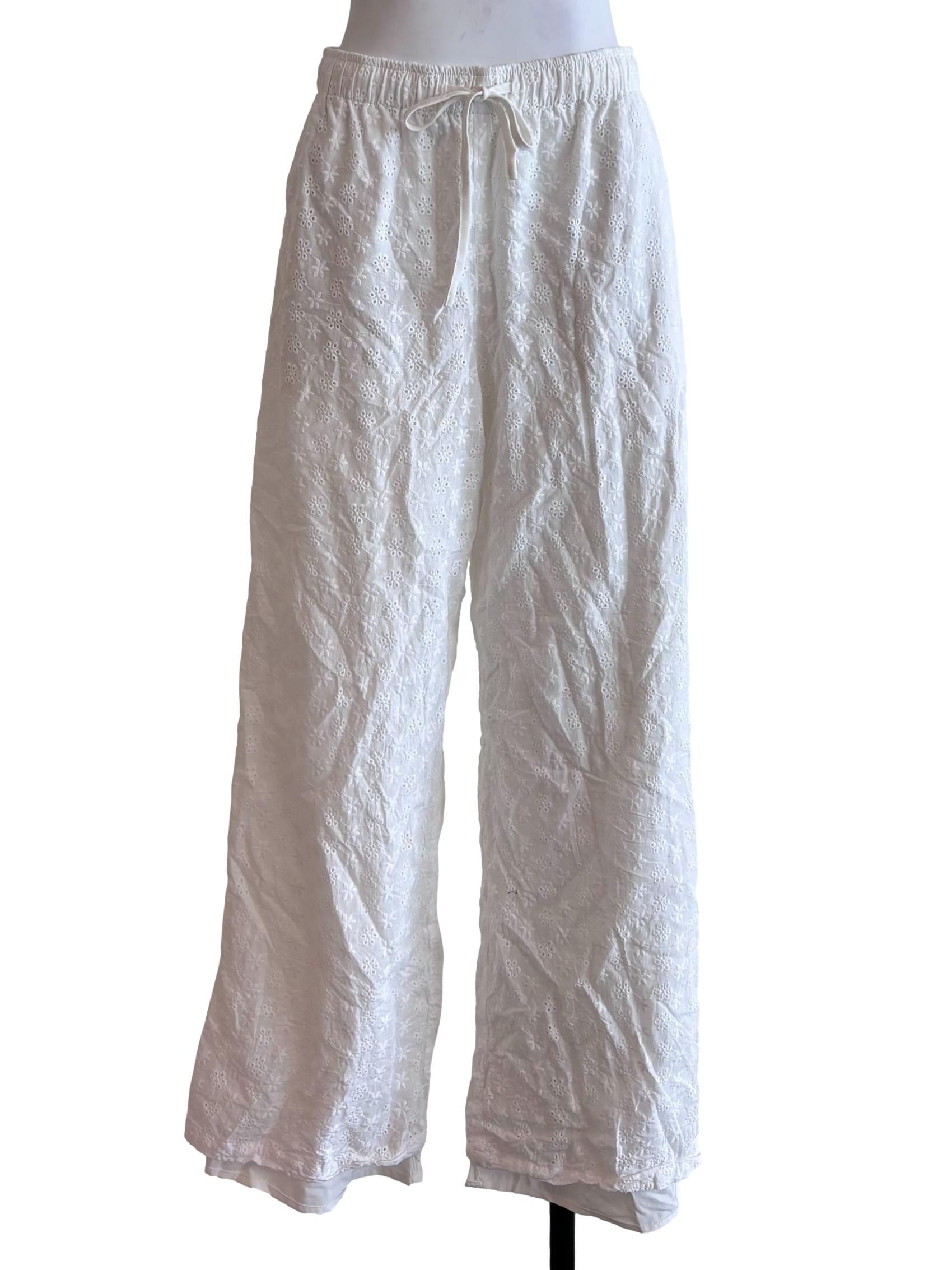 White Eyelet Drawstring Pants