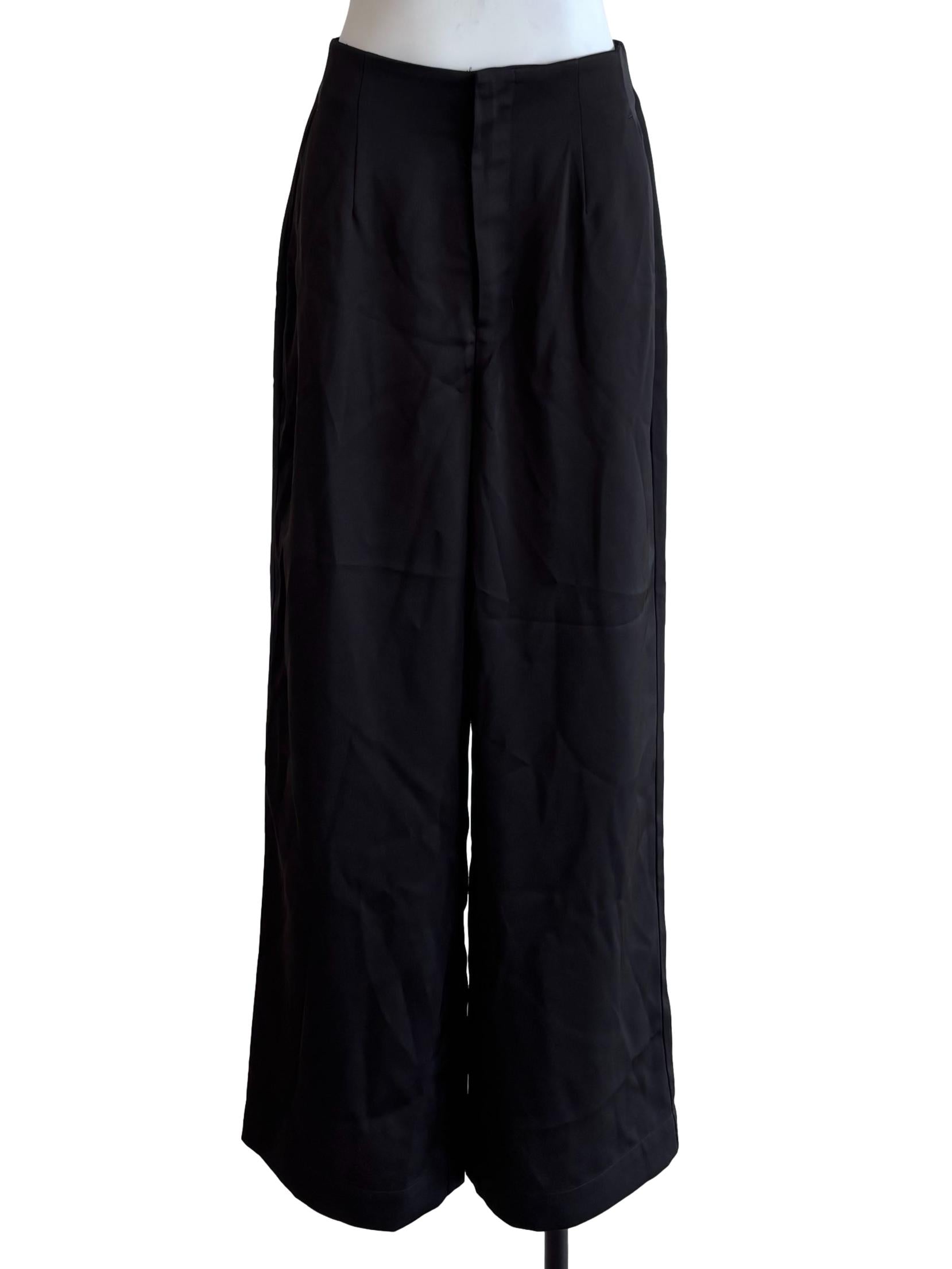 Jet Black Satin Wide Pants