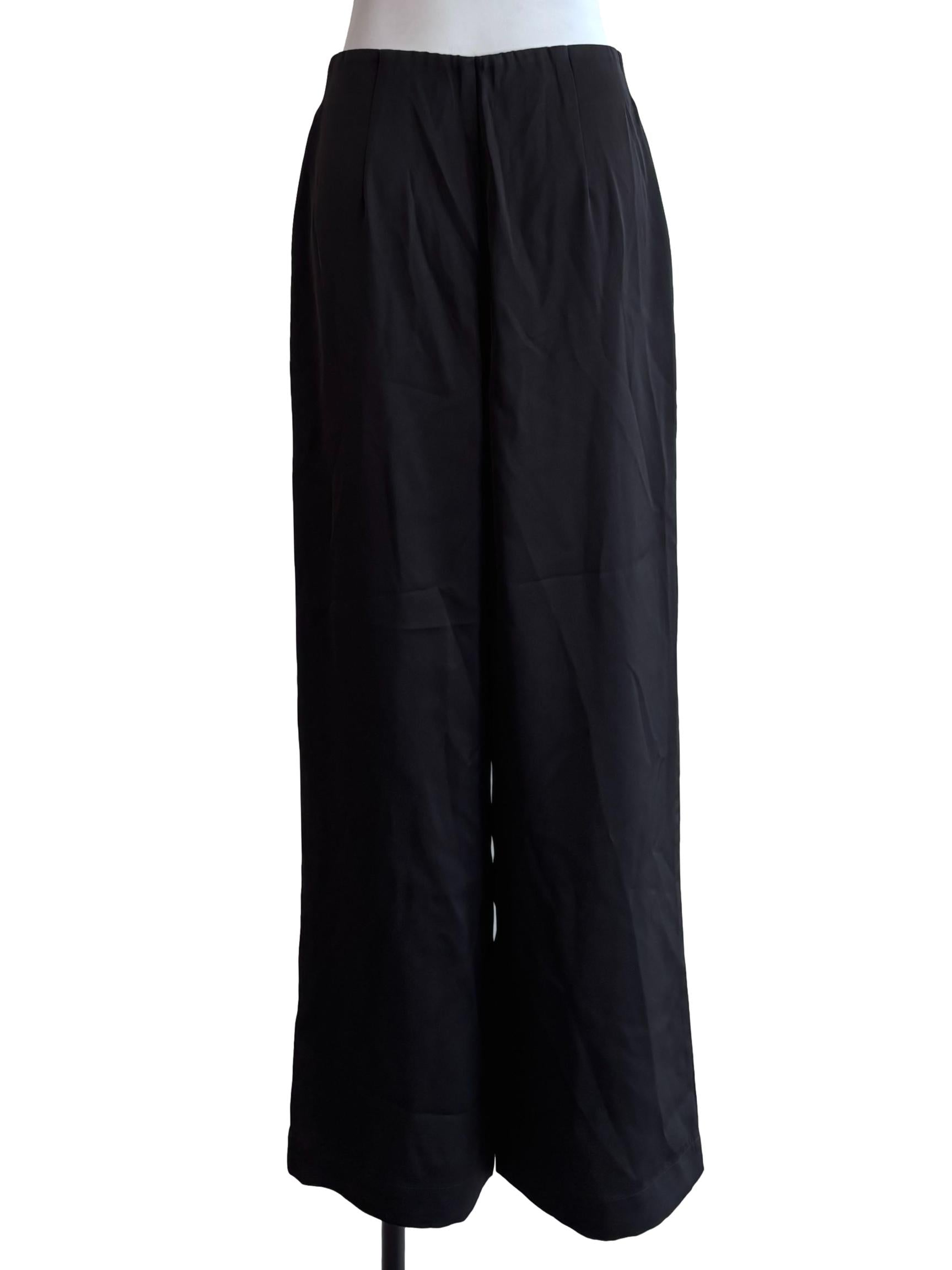 Jet Black Satin Wide Pants