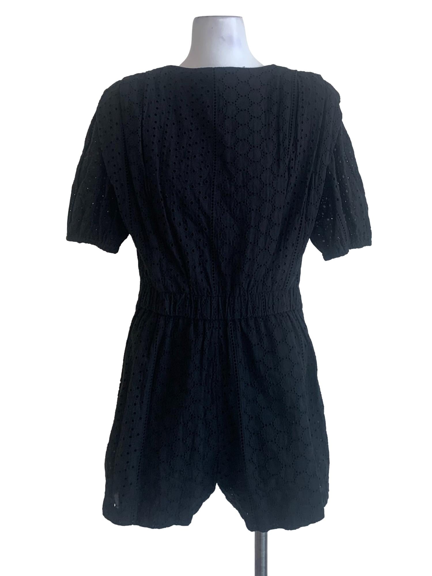 Black Laced Pattern Romper