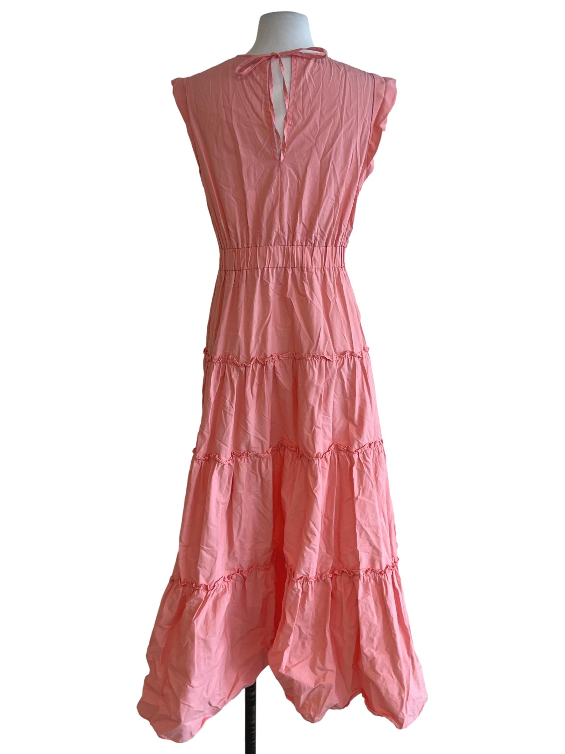 Punch Pink Ruffle Tiered Dress