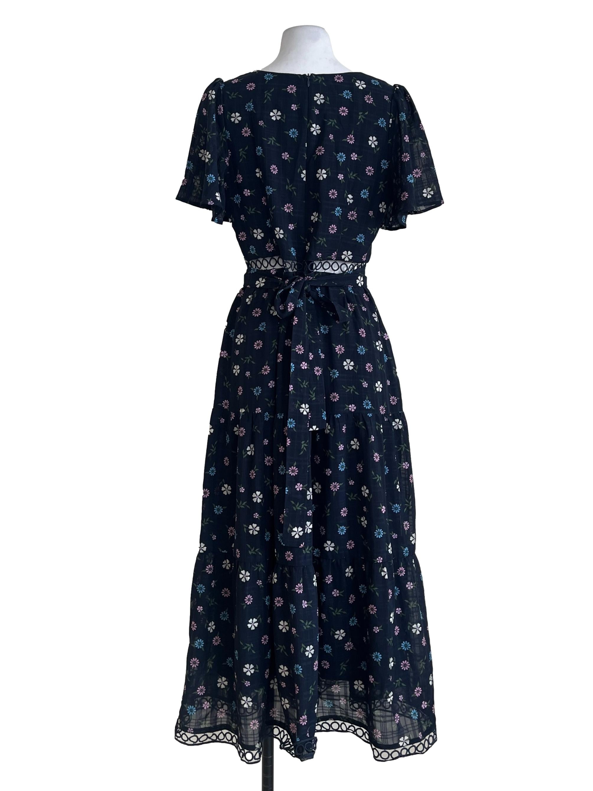 Dark Blue Square Neck A-Line Dress