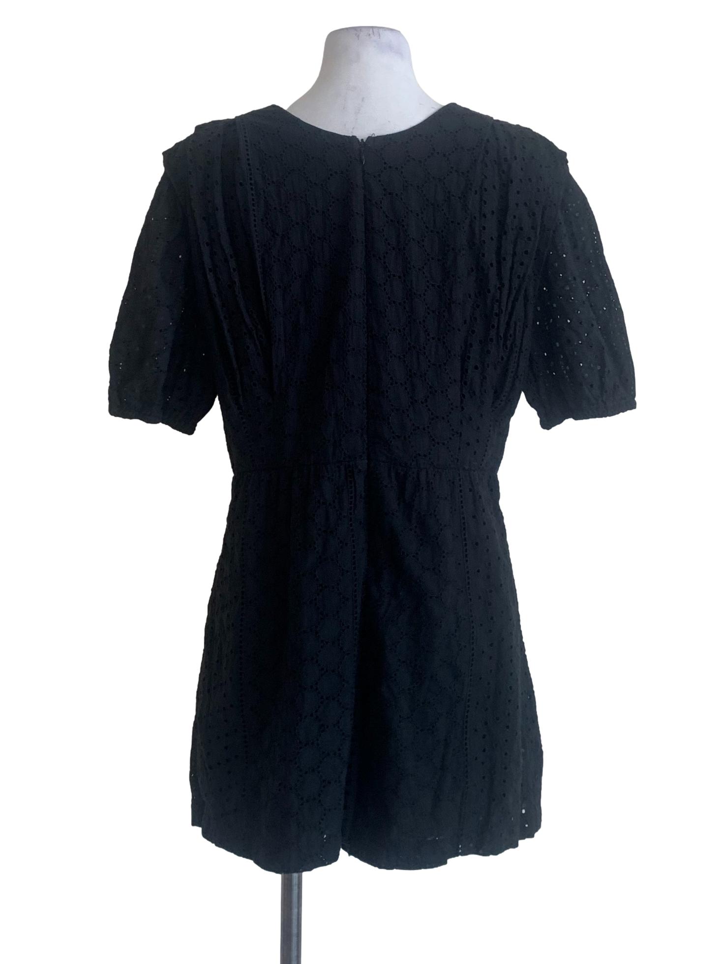 Black Laced Pattern Romper