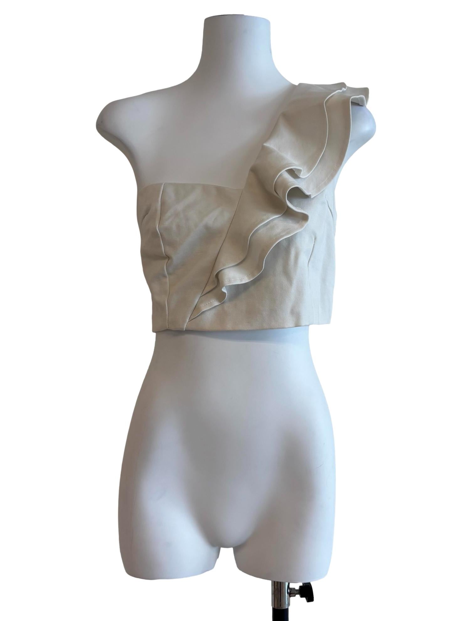 Off White One Shoulder Ruffle Top