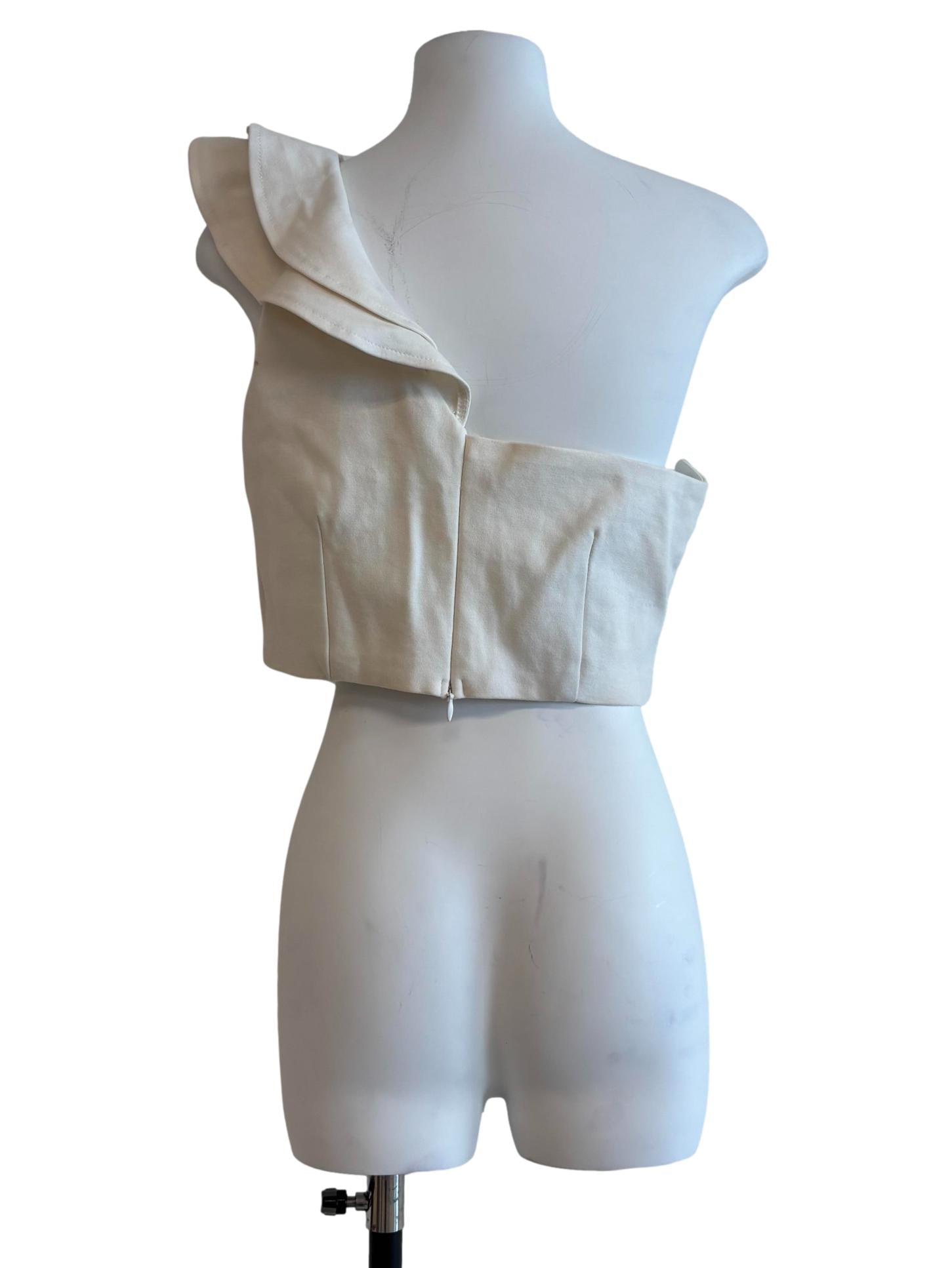 Off White One Shoulder Ruffle Top